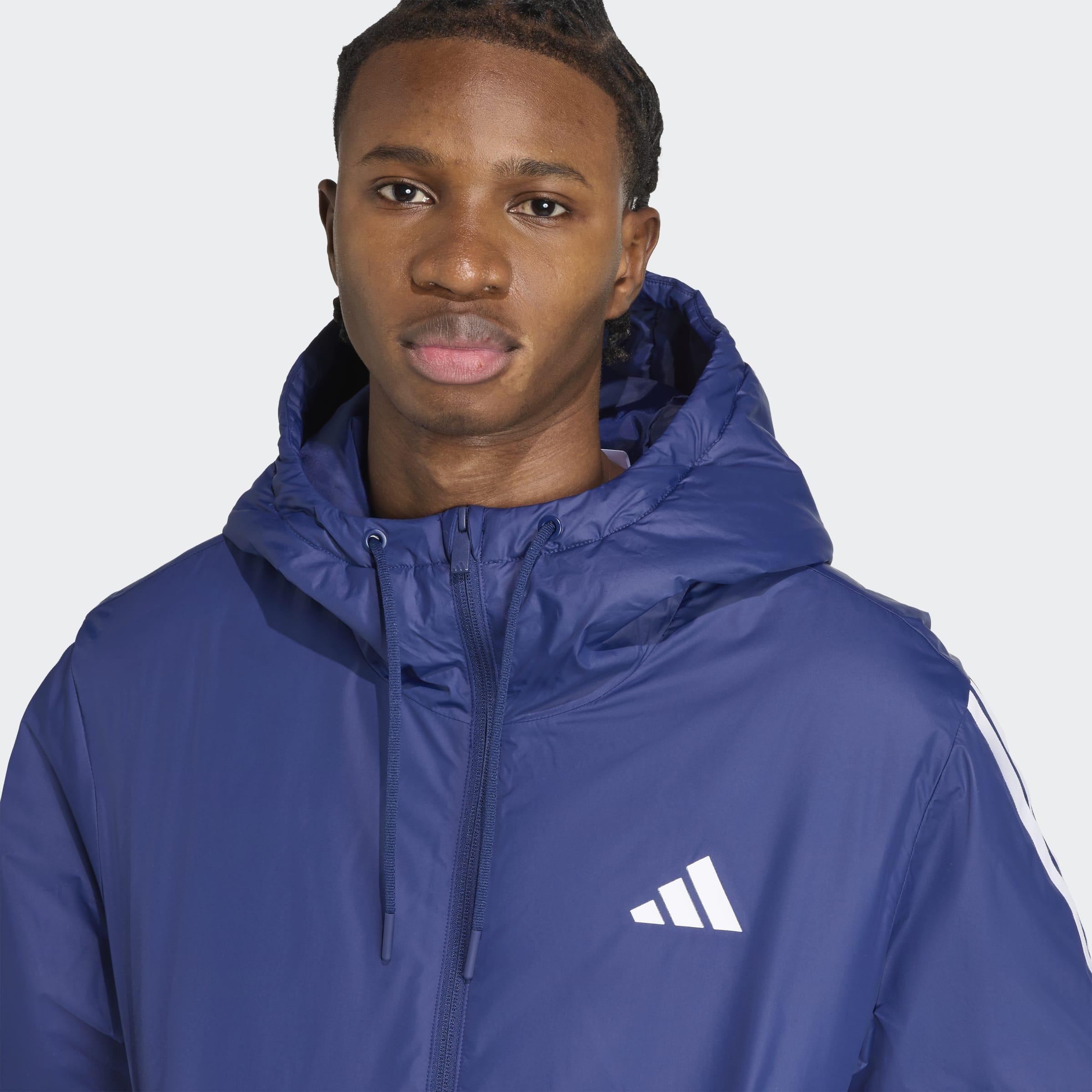Essentials CLIMAWARM 3-Stripes Insulated Hooded Jacket, Blue, A701_ONE, large image number 3