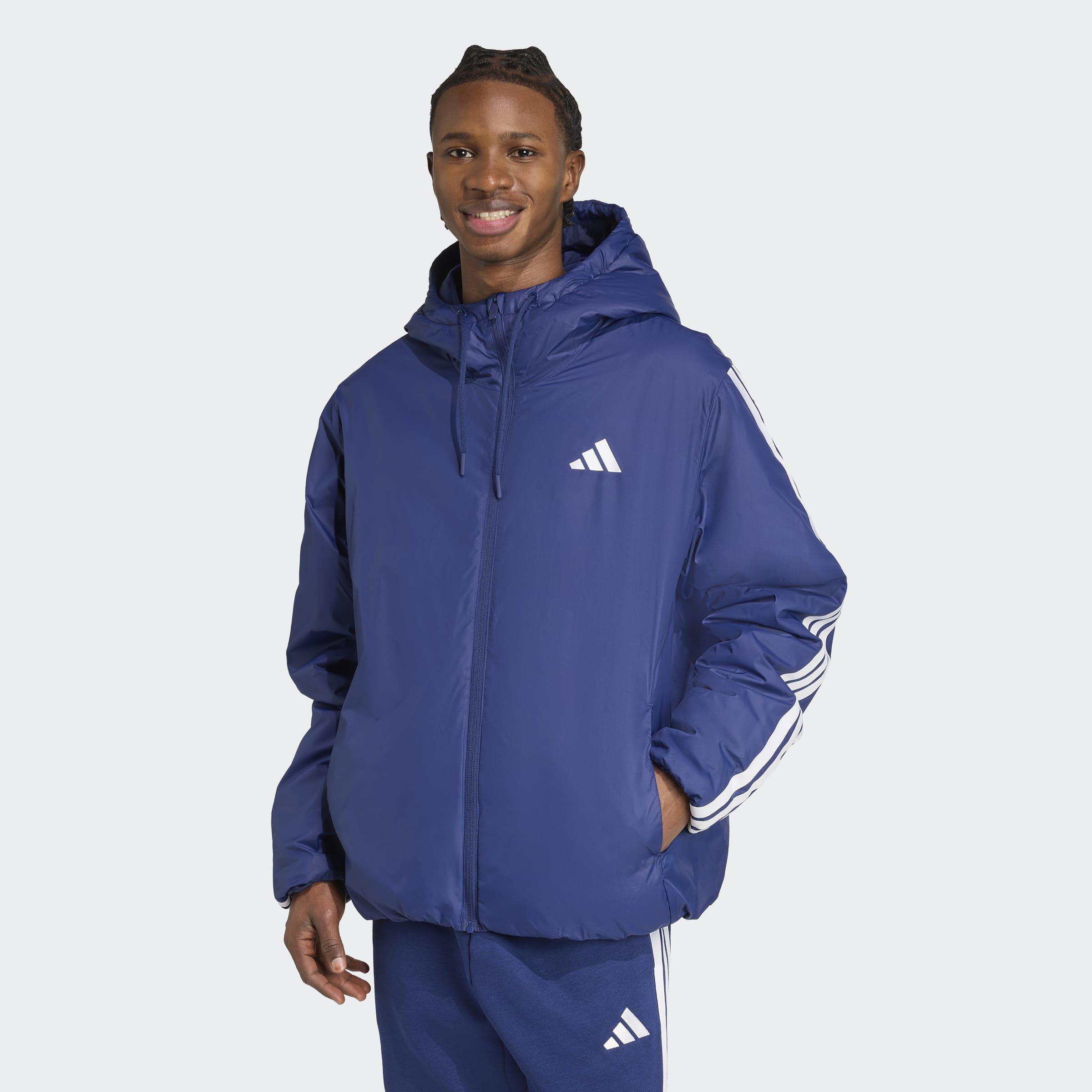 Essentials CLIMAWARM 3-Stripes Insulated Hooded Jacket, Blue, A701_ONE, large image number 4
