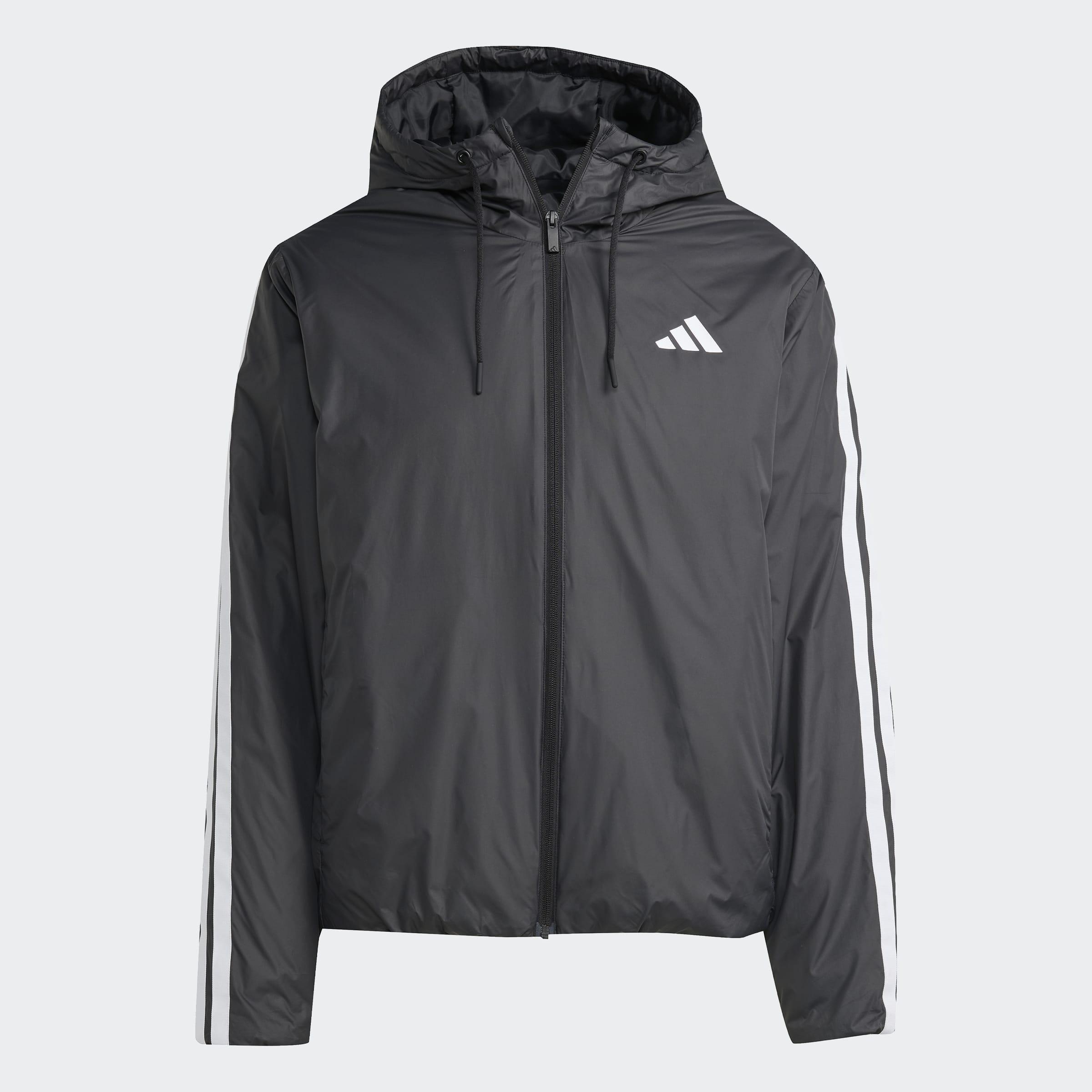 Essentials CLIMAWARM 3-Stripes Insulated Hooded Jacket, Black