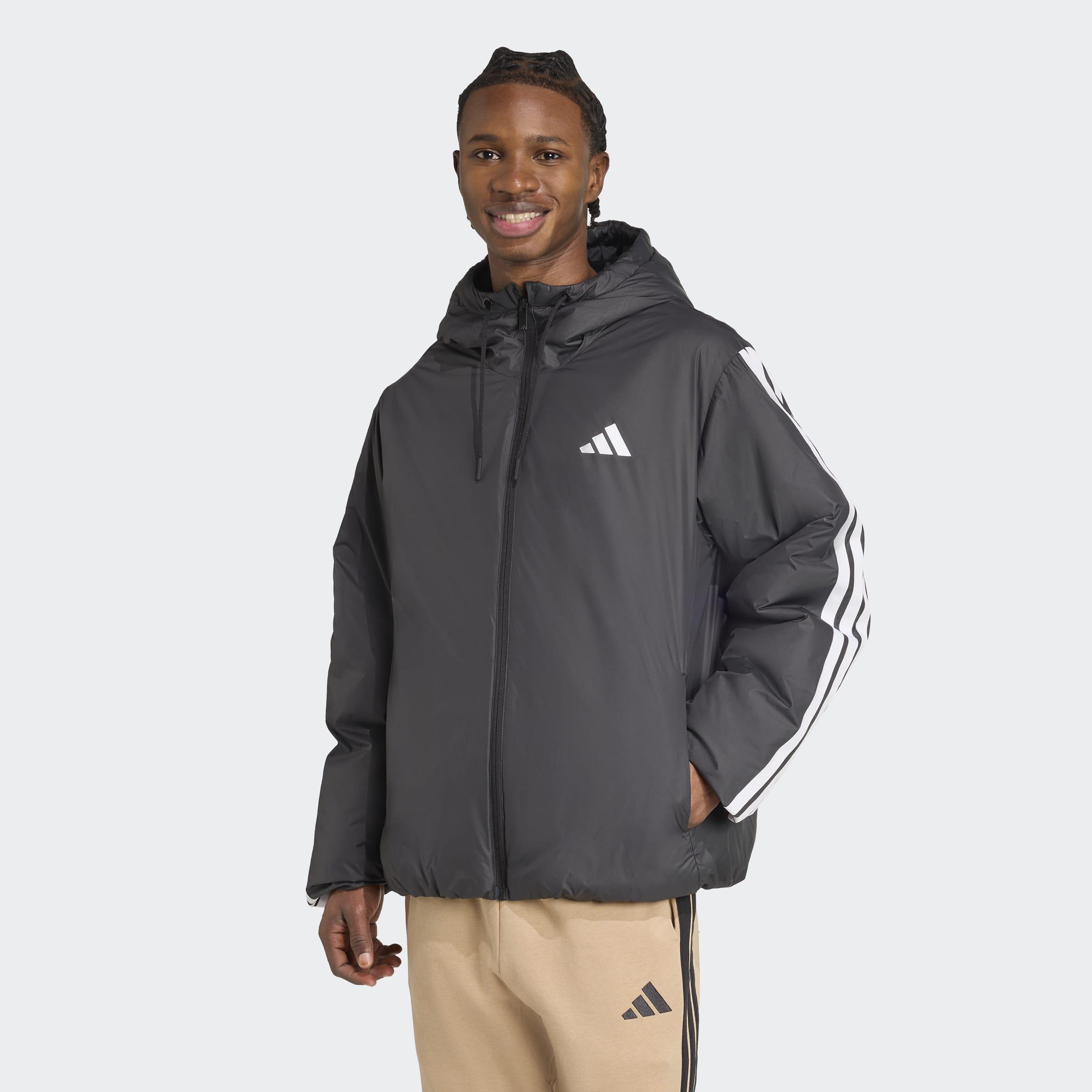 Essentials CLIMAWARM 3-Stripes Insulated Hooded Jacket, Black, A701_ONE, large image number 4