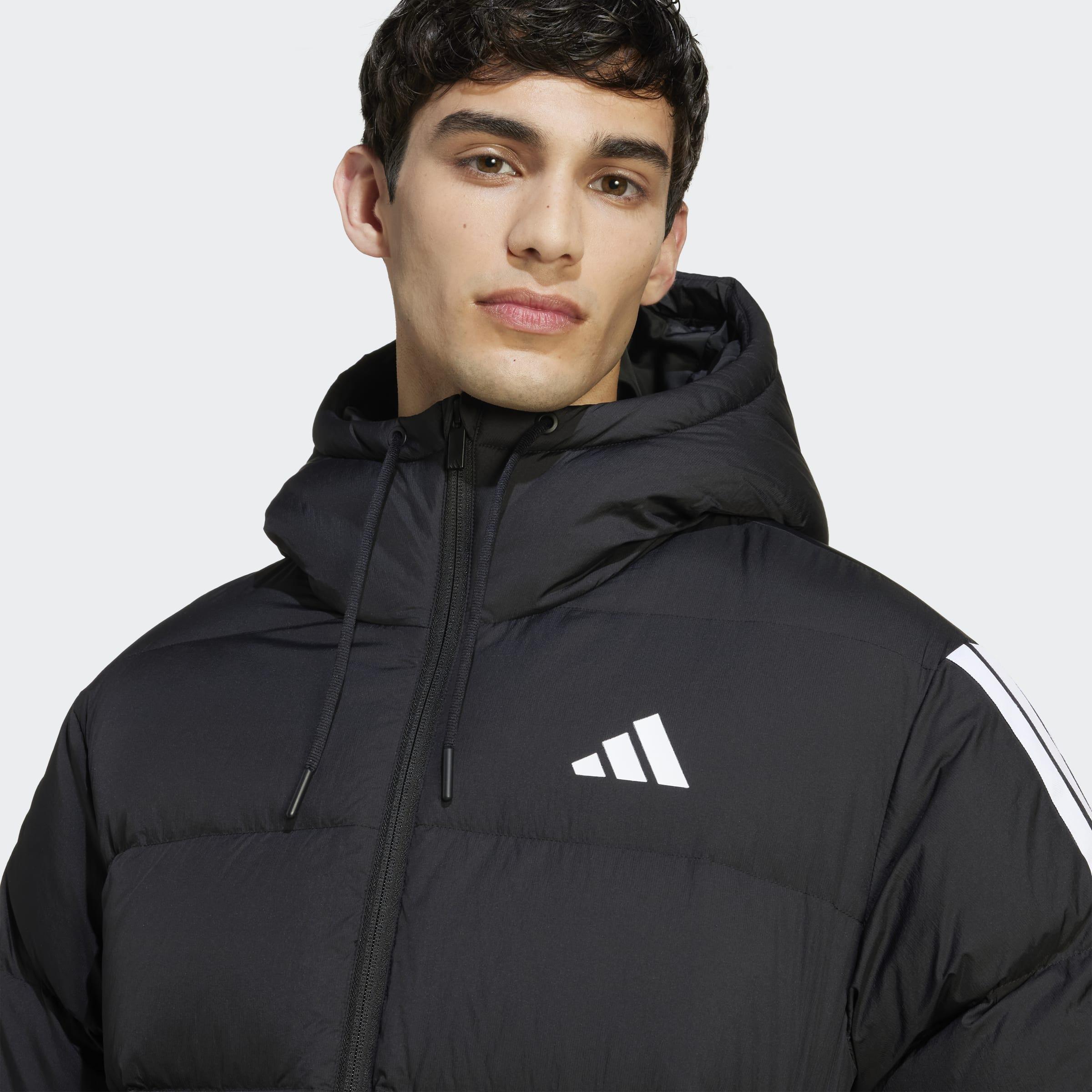 Essentials Climawarm 3-Stripes Puffer Down Hooded Jacket, Black, A701_ONE, large image number 3