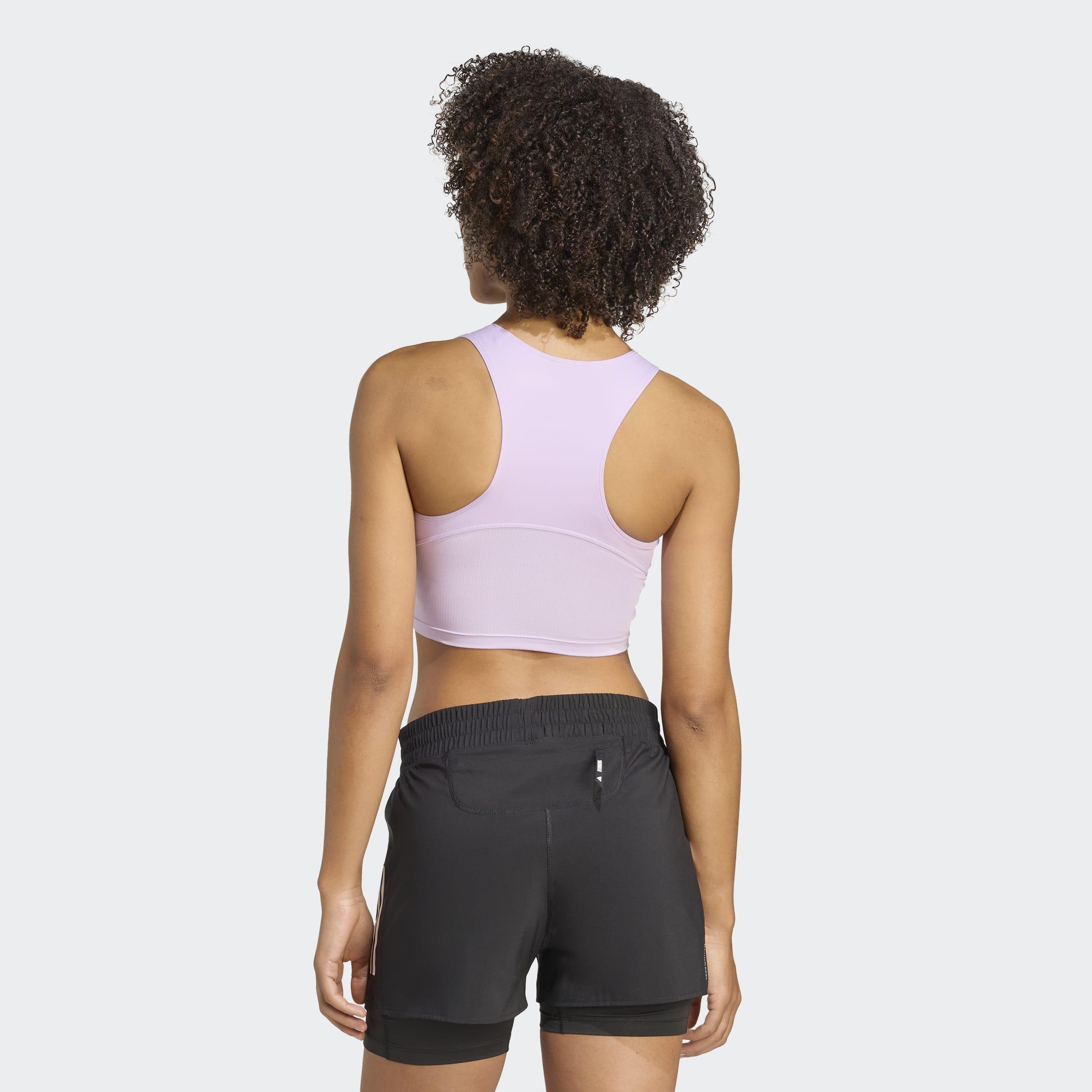 Adizero Essentials Running Crop Top, Purple, A701_ONE, large image number 3