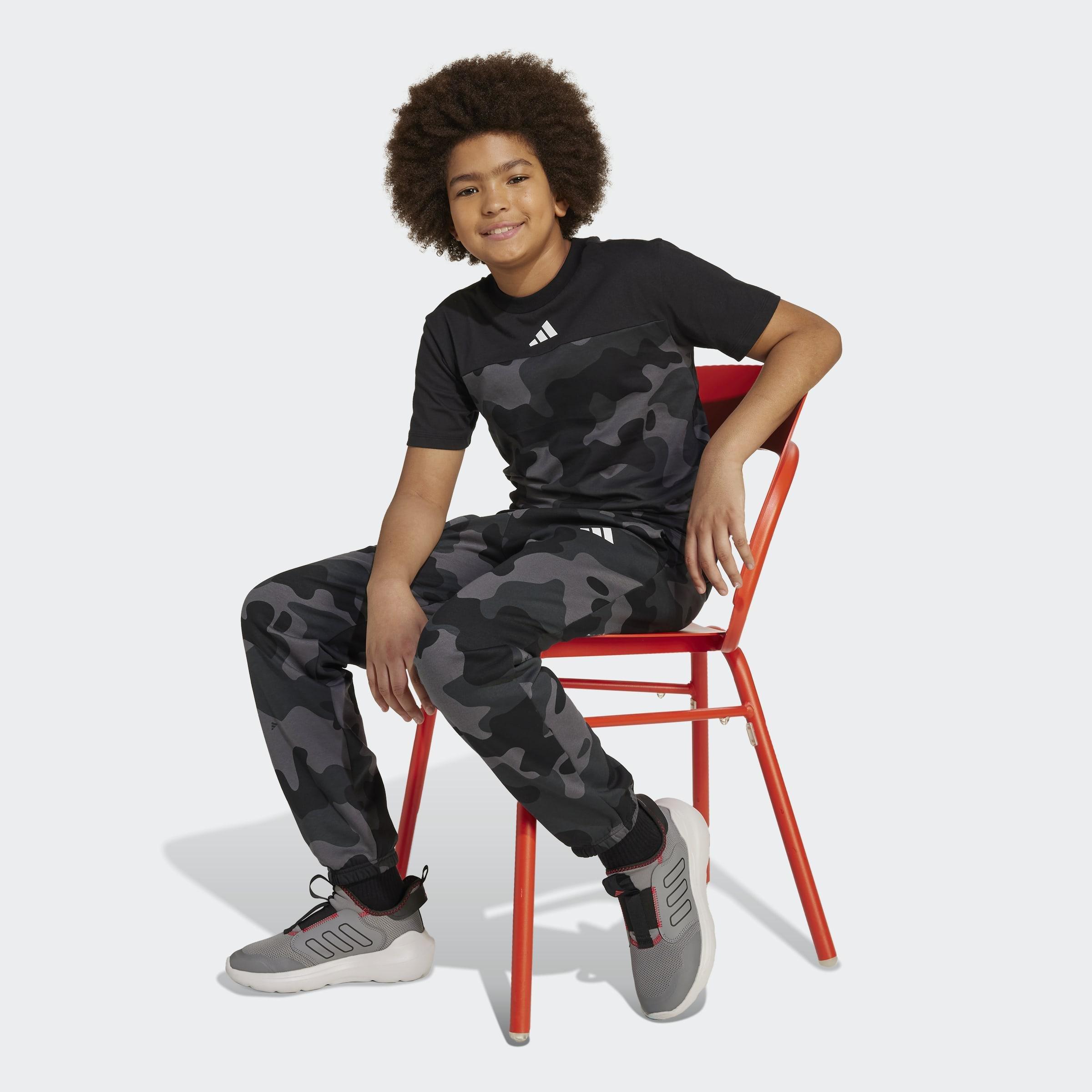 Kids Unisex Seasonal Essentials Camo Fleece Pants, Black, A701_ONE, large image number 4