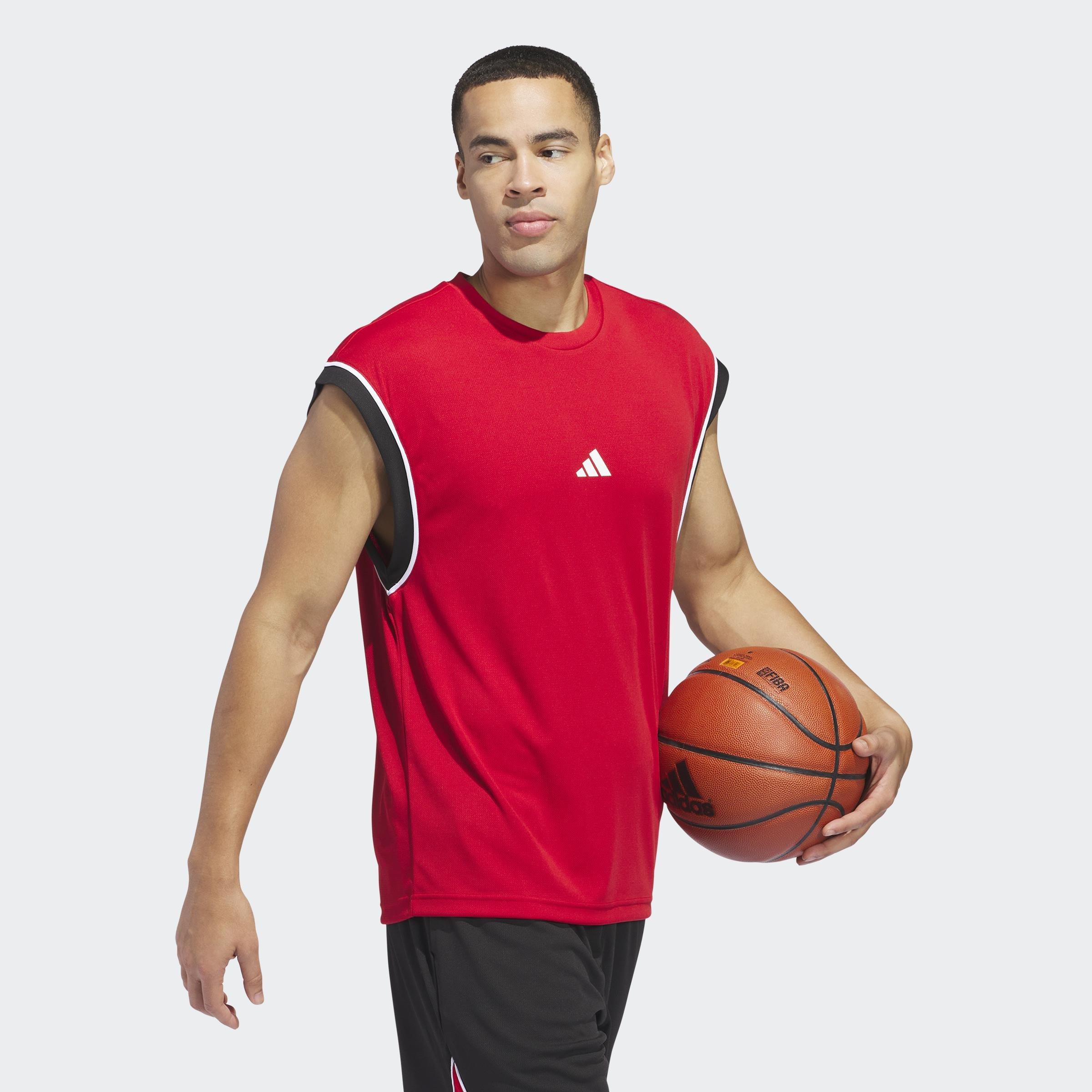 adidas Basketball All-World Sleeveless Tank Top, Red, A701_ONE, large image number 5