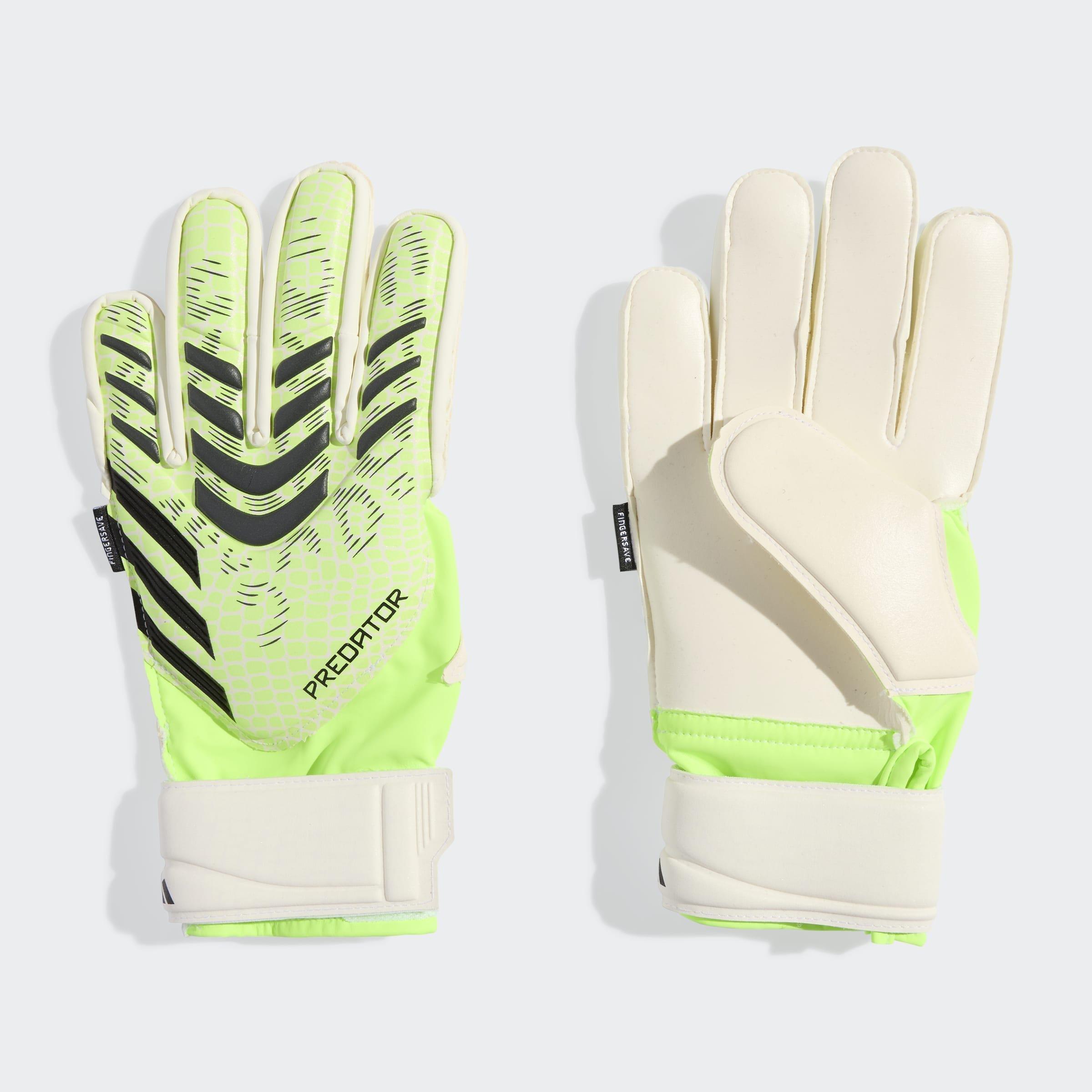 Kids Unisex Predator Match Fingersave Goalkeeper Gloves, Green, A701_ONE, medium