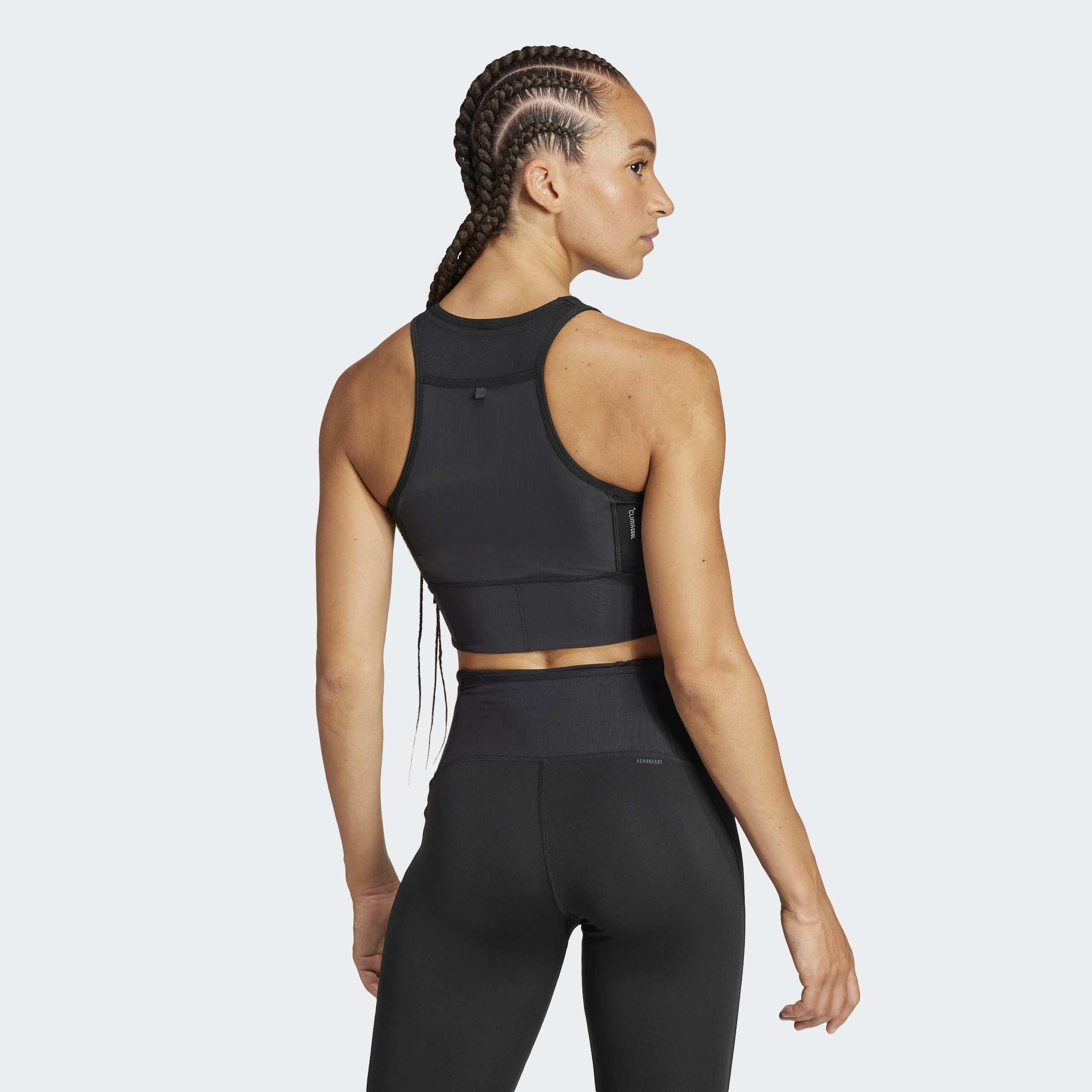 Adizero Running Gel Pocket Crop Long-Sleeve Top, Black