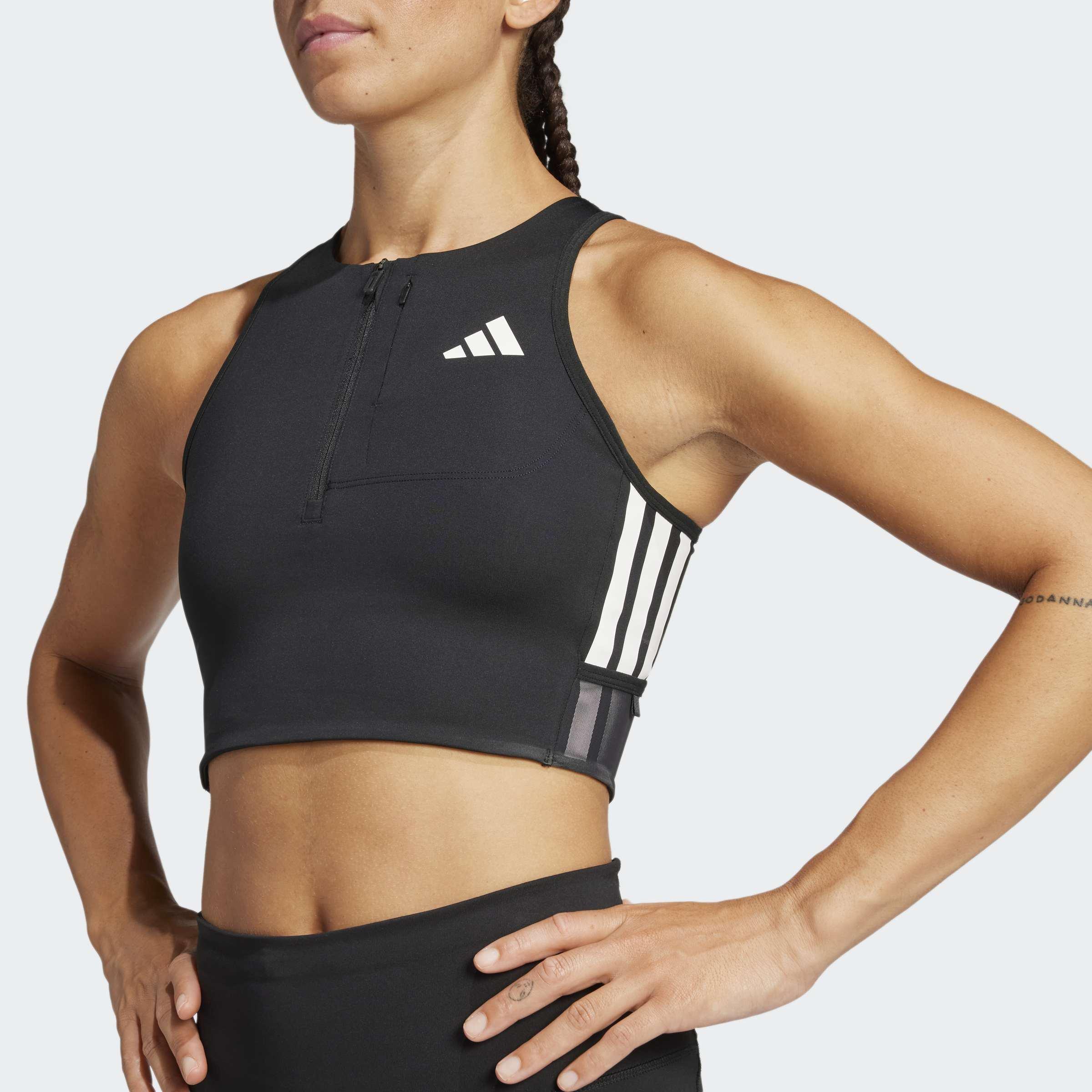 Adizero Running Gel Pocket Crop Long-Sleeve Top, Black, A701_ONE, medium