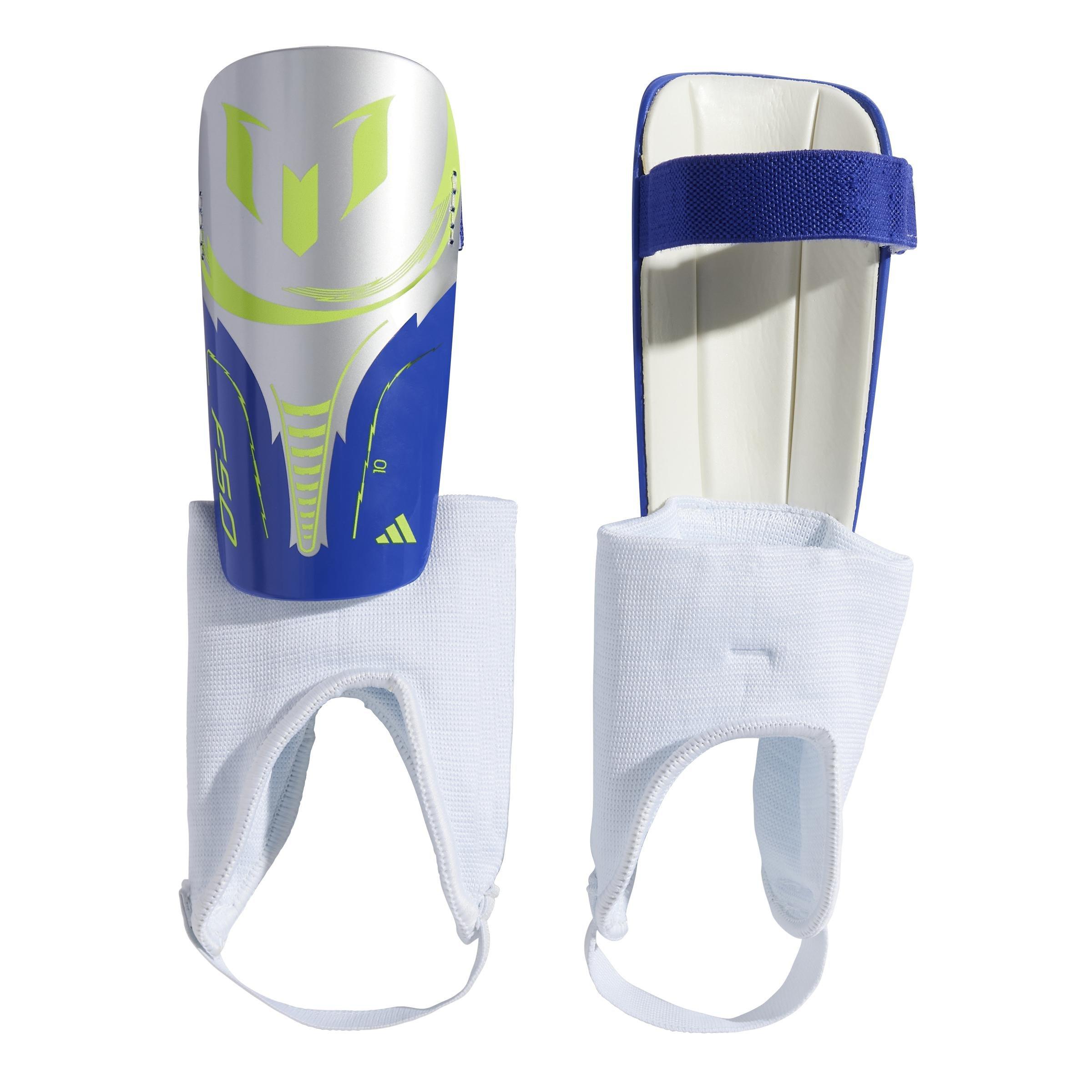 Unisex Kids Messi Match Shin Guards, Grey, A701_ONE, large image number 0