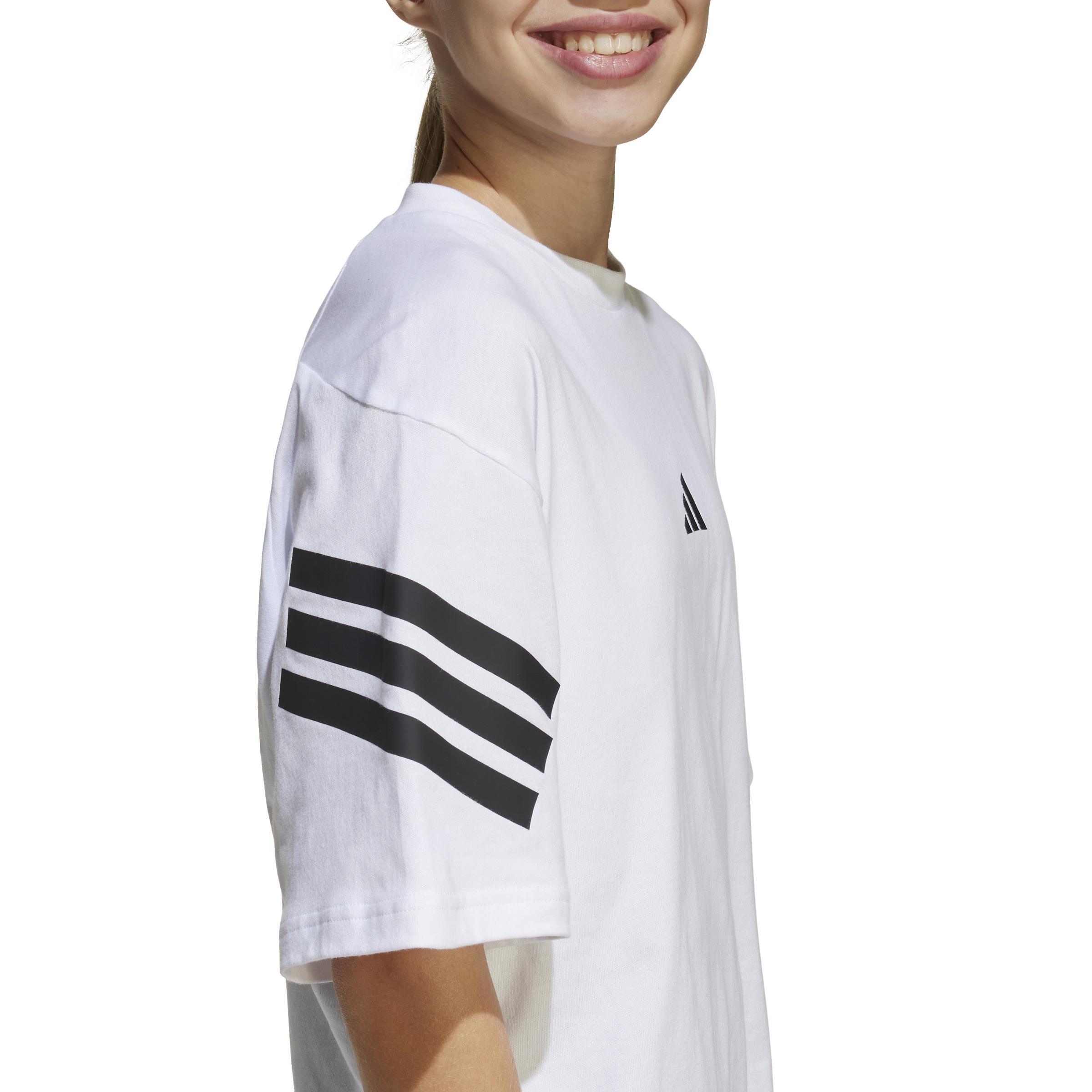 Kids Unisex Future Icons 3-Stripes T-Shirt, White, A701_ONE, large image number 2
