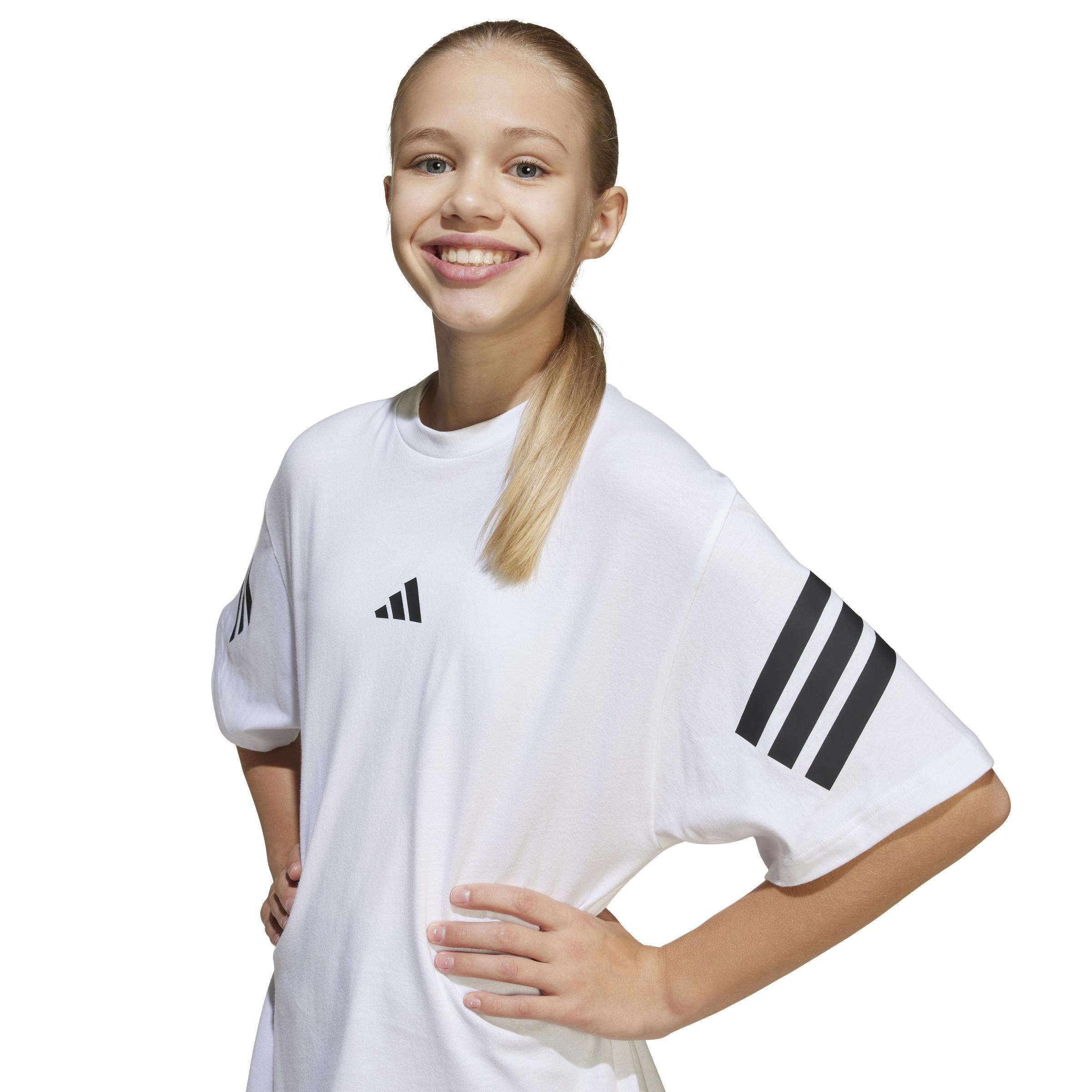 Kids Unisex Future Icons 3-Stripes T-Shirt, White, A701_ONE, large image number 3