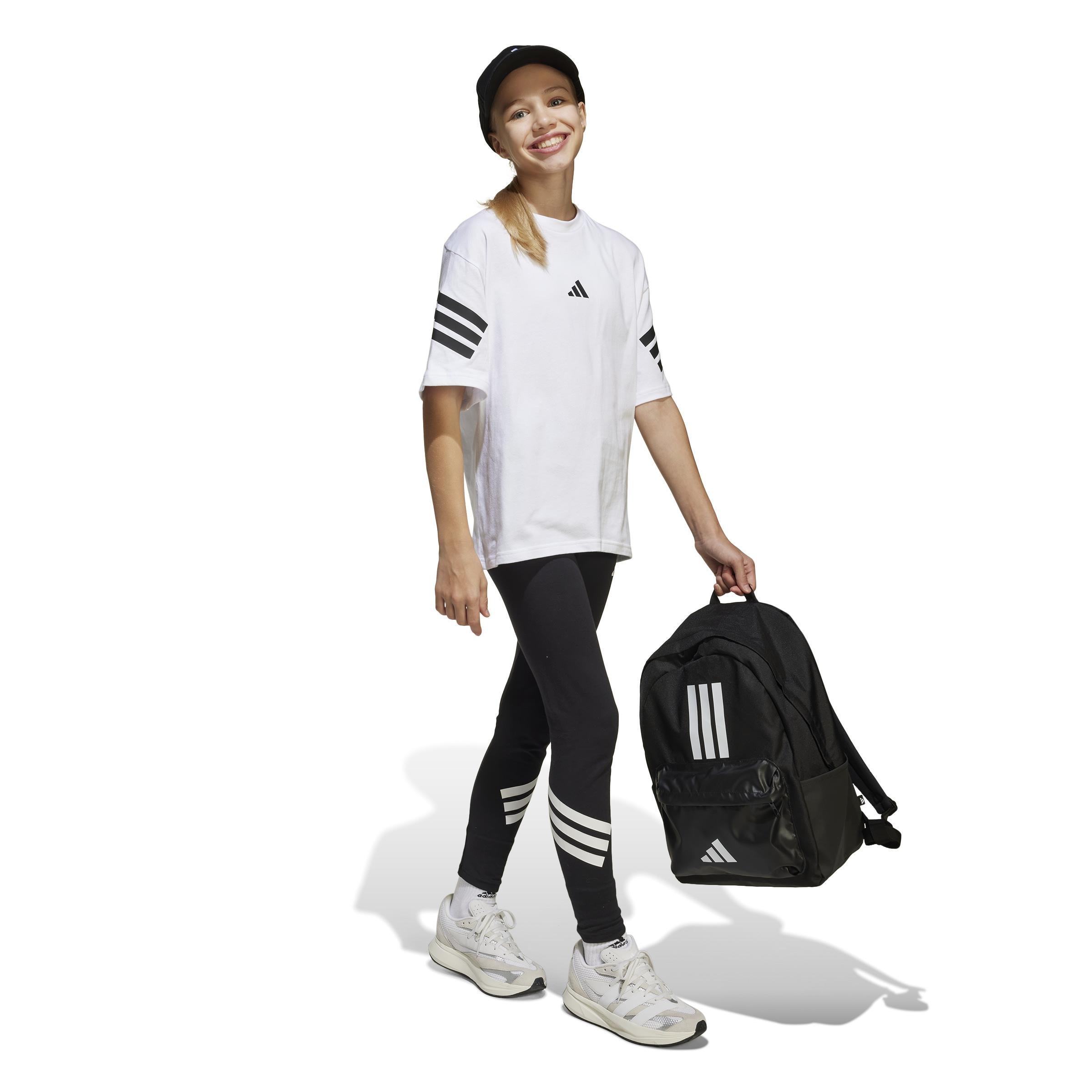 Kids Unisex Future Icons 3-Stripes T-Shirt, White, A701_ONE, large image number 4