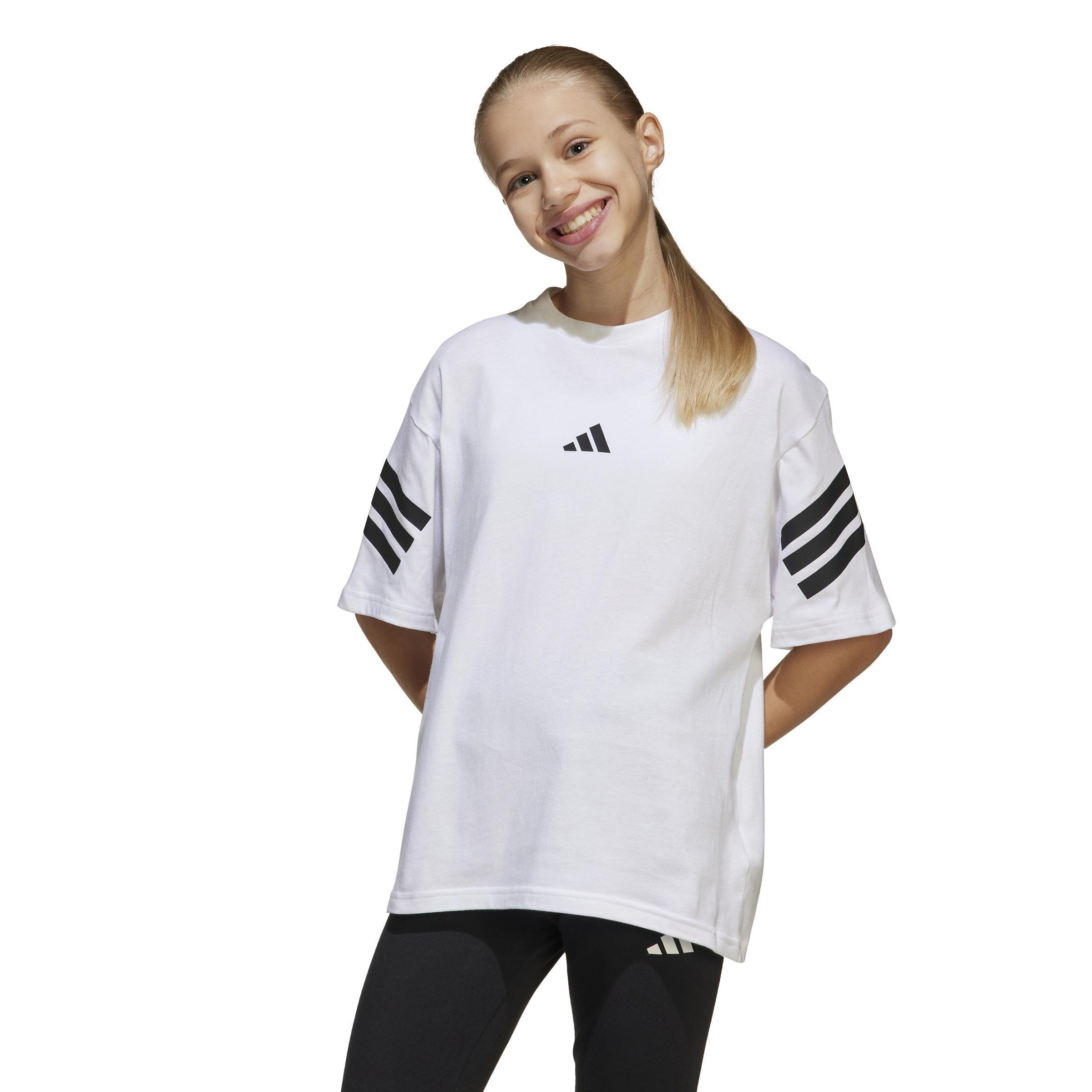 Kids Unisex Future Icons 3-Stripes T-Shirt, White, , large image number 10