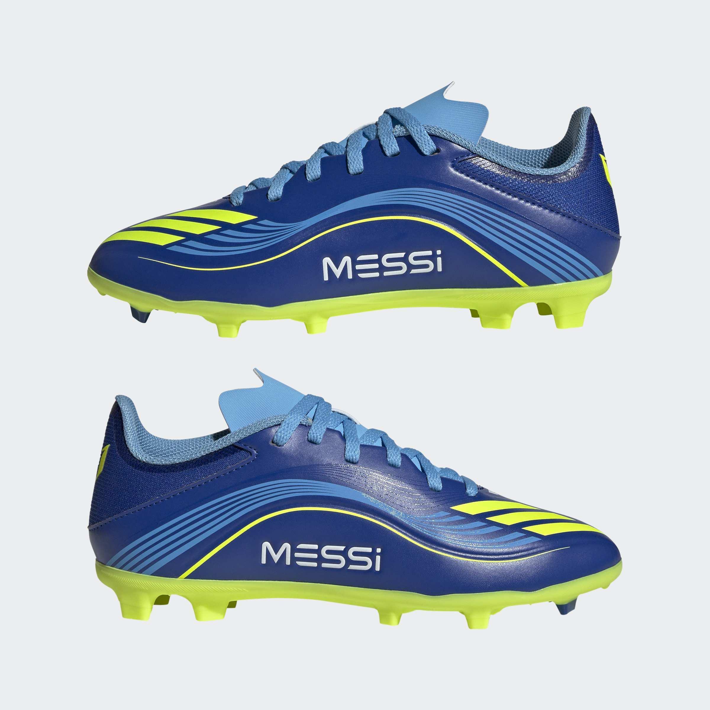 Kids Unisex F50 Messi League Firm/Multi-Ground Boots, Blue, A701_ONE, large image number 7