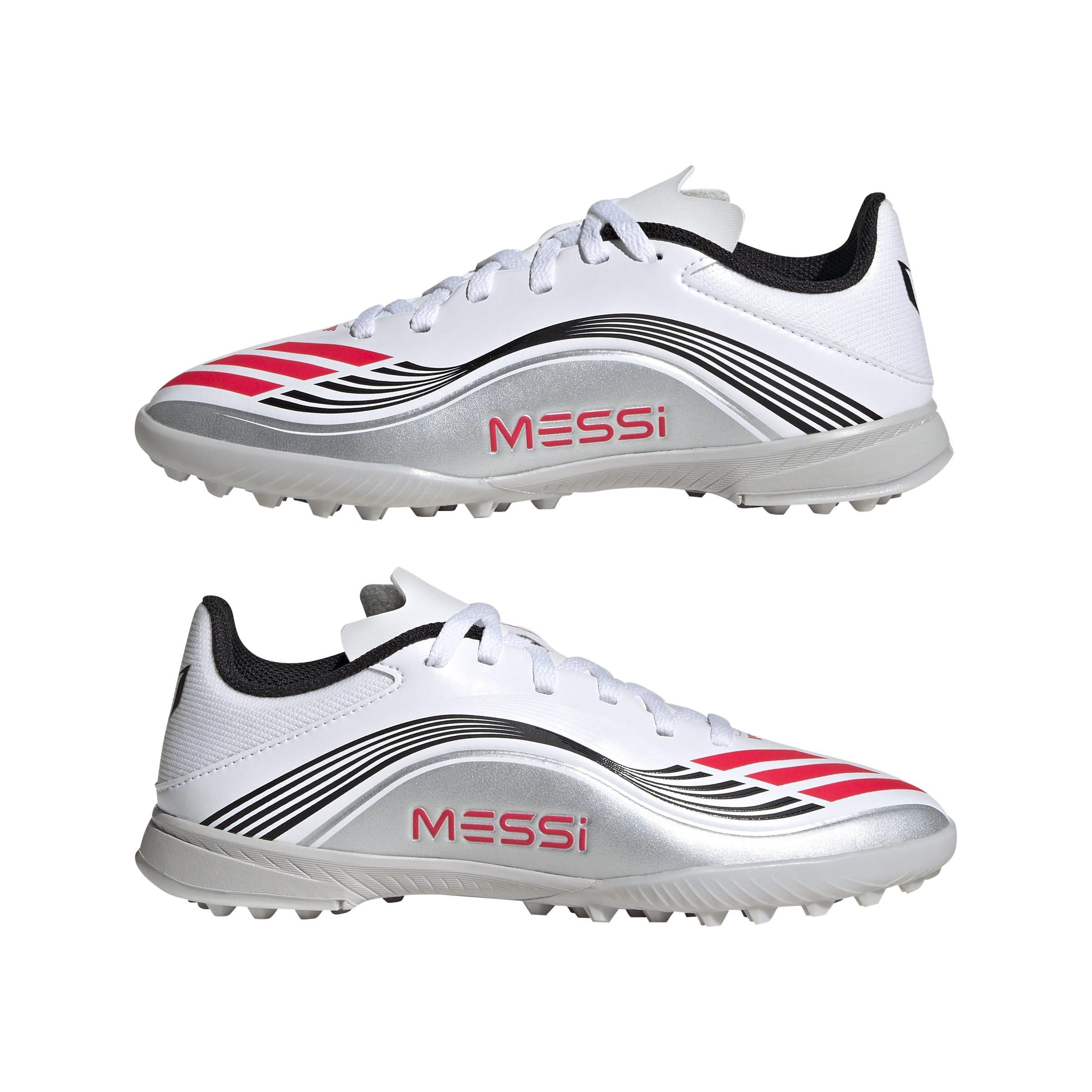 Kids Unisex F50 Messi League Turf Boots, White, A701_ONE, large image number 6