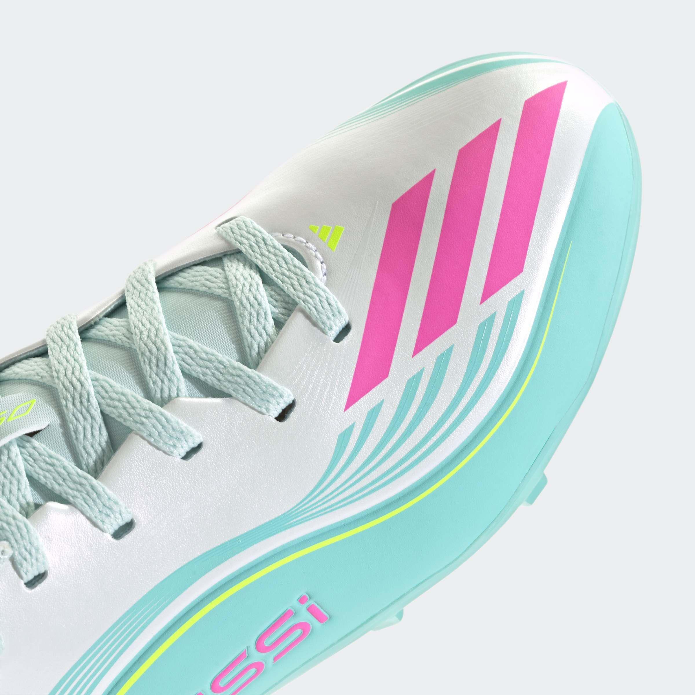 Kids Unisex F50 MESSI LEAGUE Firm Ground /Multi Ground Football Boots, White, A701_ONE, large image number 4