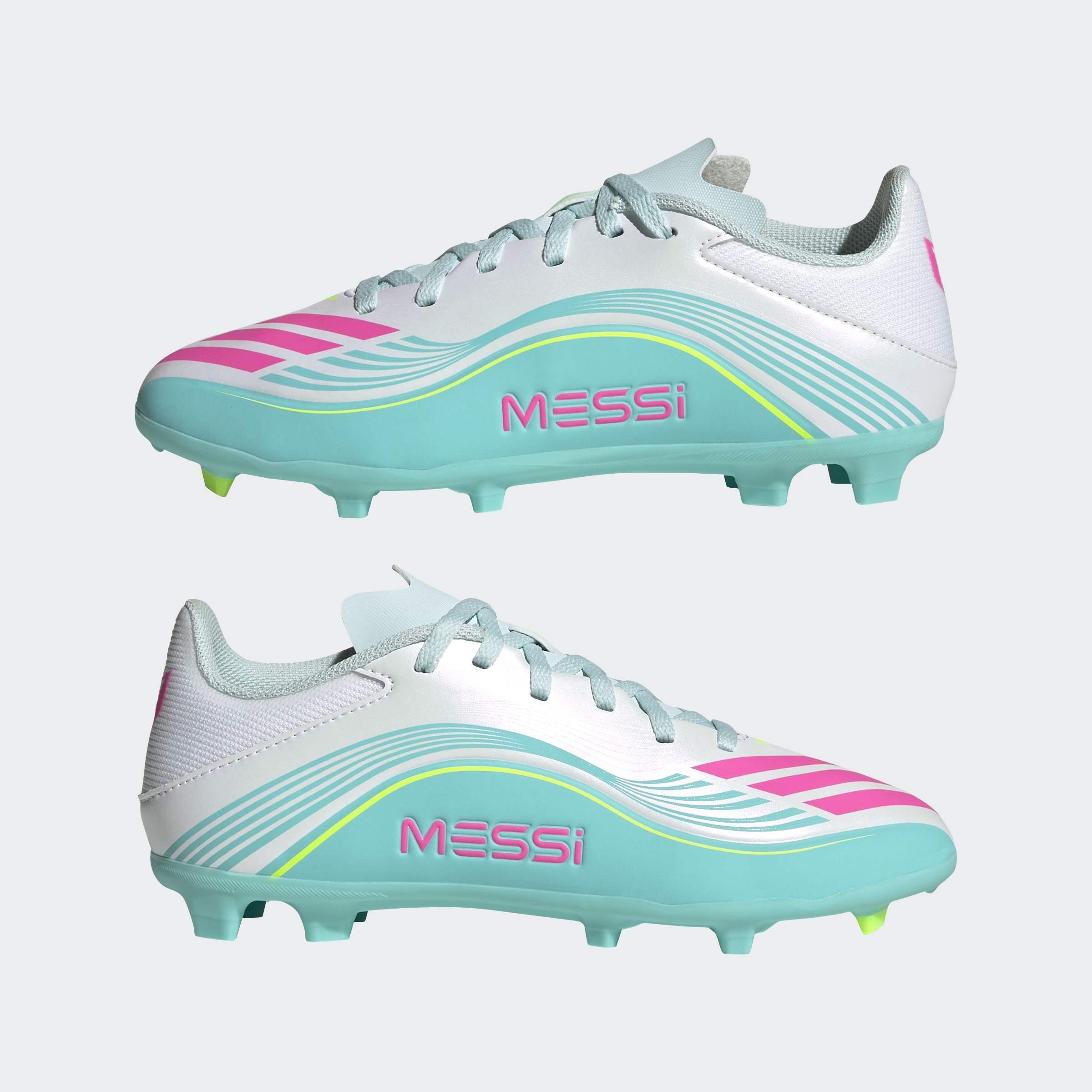 Kids Unisex F50 MESSI LEAGUE Firm Ground /Multi Ground Football Boots, White, A701_ONE, large image number 9