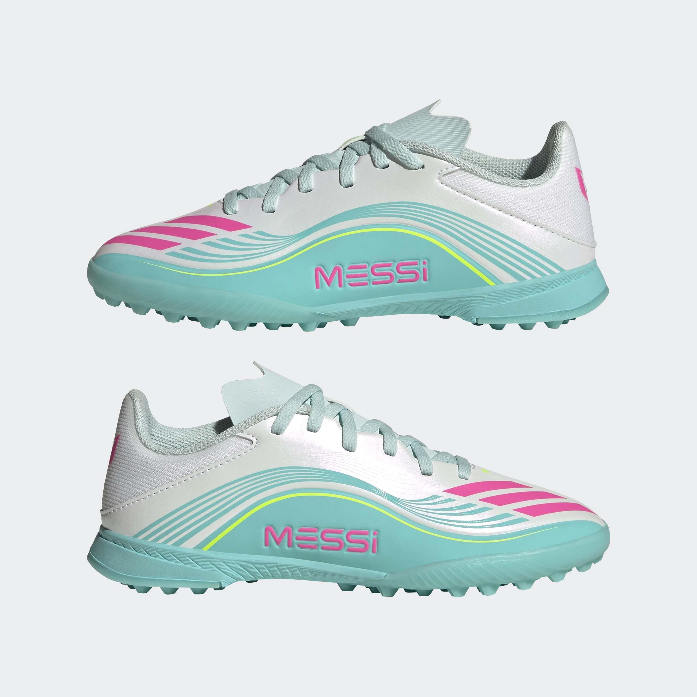 Kids Unisex F50 MESSI LEAGUE Turf Football Shoes, White, A701_ONE, large image number 7