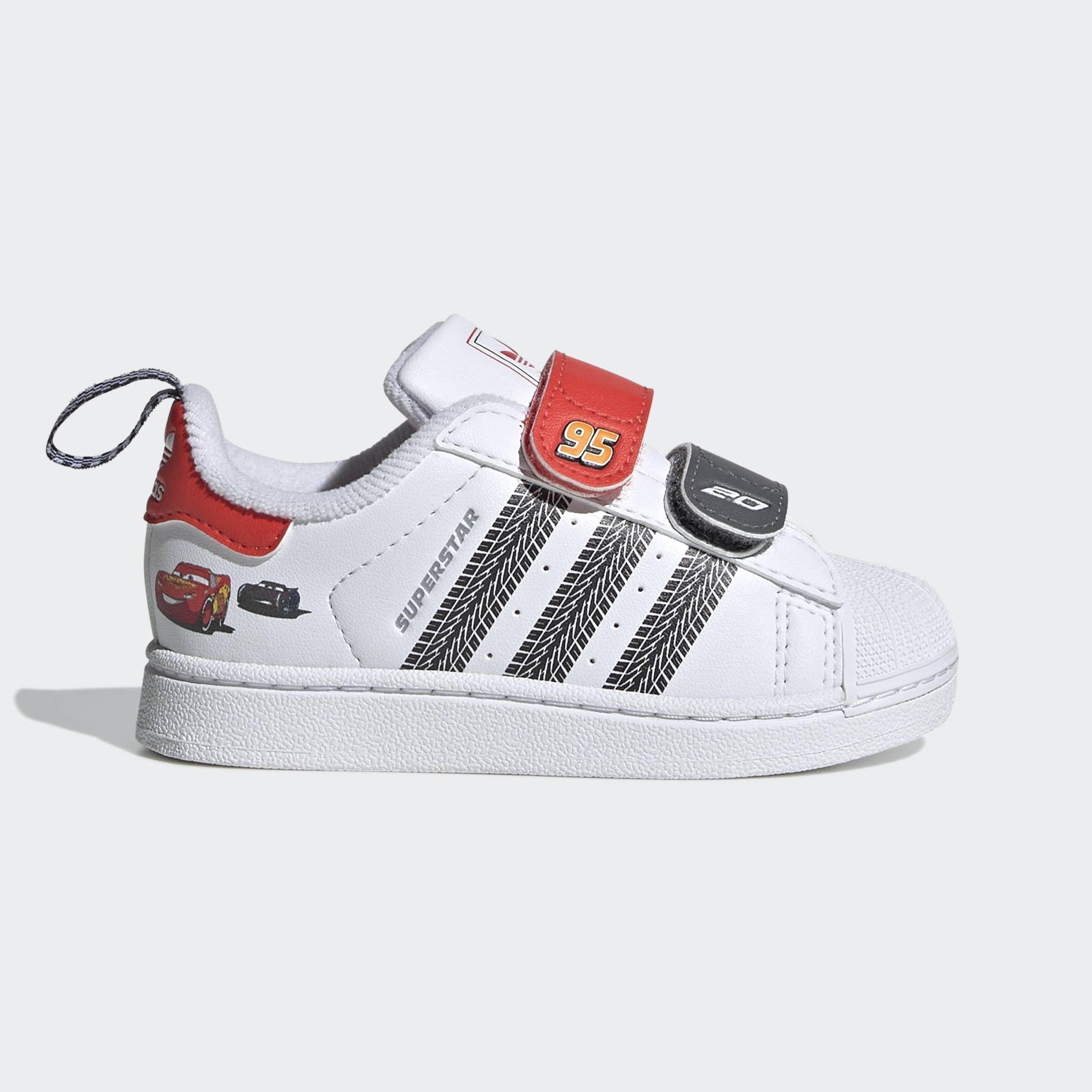 Kids Unisex adidas Pixar Cars Superstar II Comfort Closure Shoes, White, A701_ONE, large image number 0
