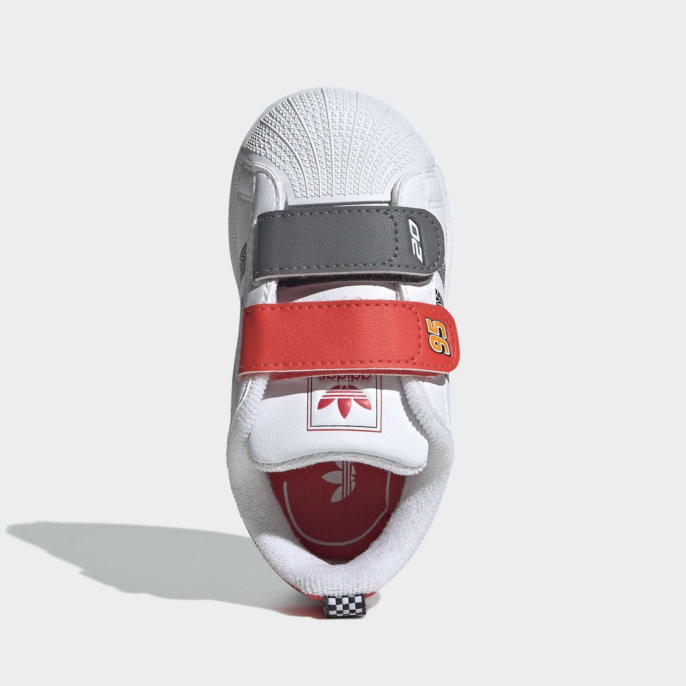 Kids Unisex adidas Pixar Cars Superstar II Comfort Closure Shoes, White, A701_ONE, large image number 1