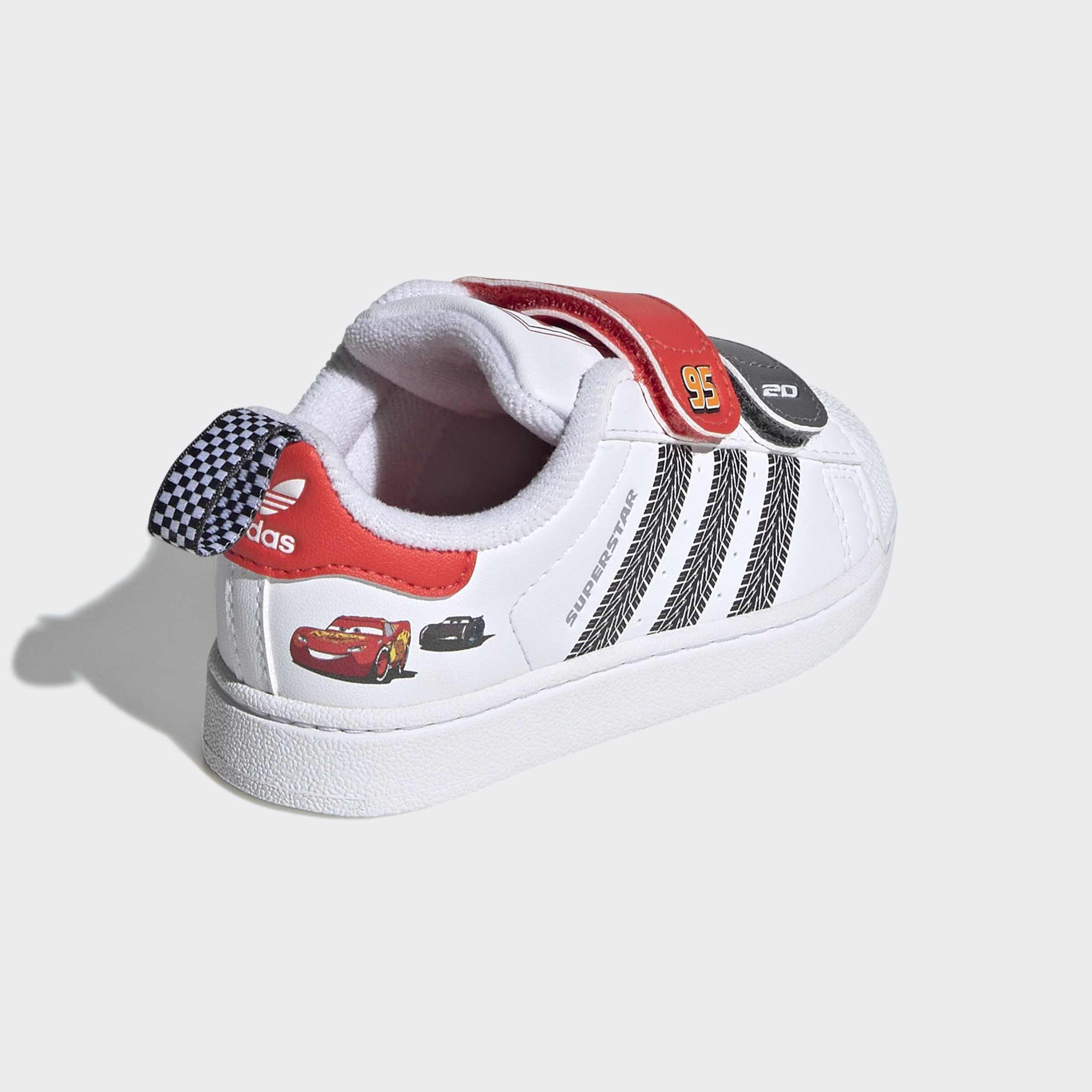 Kids Unisex adidas Pixar Cars Superstar II Comfort Closure Shoes, White, A701_ONE, large image number 3
