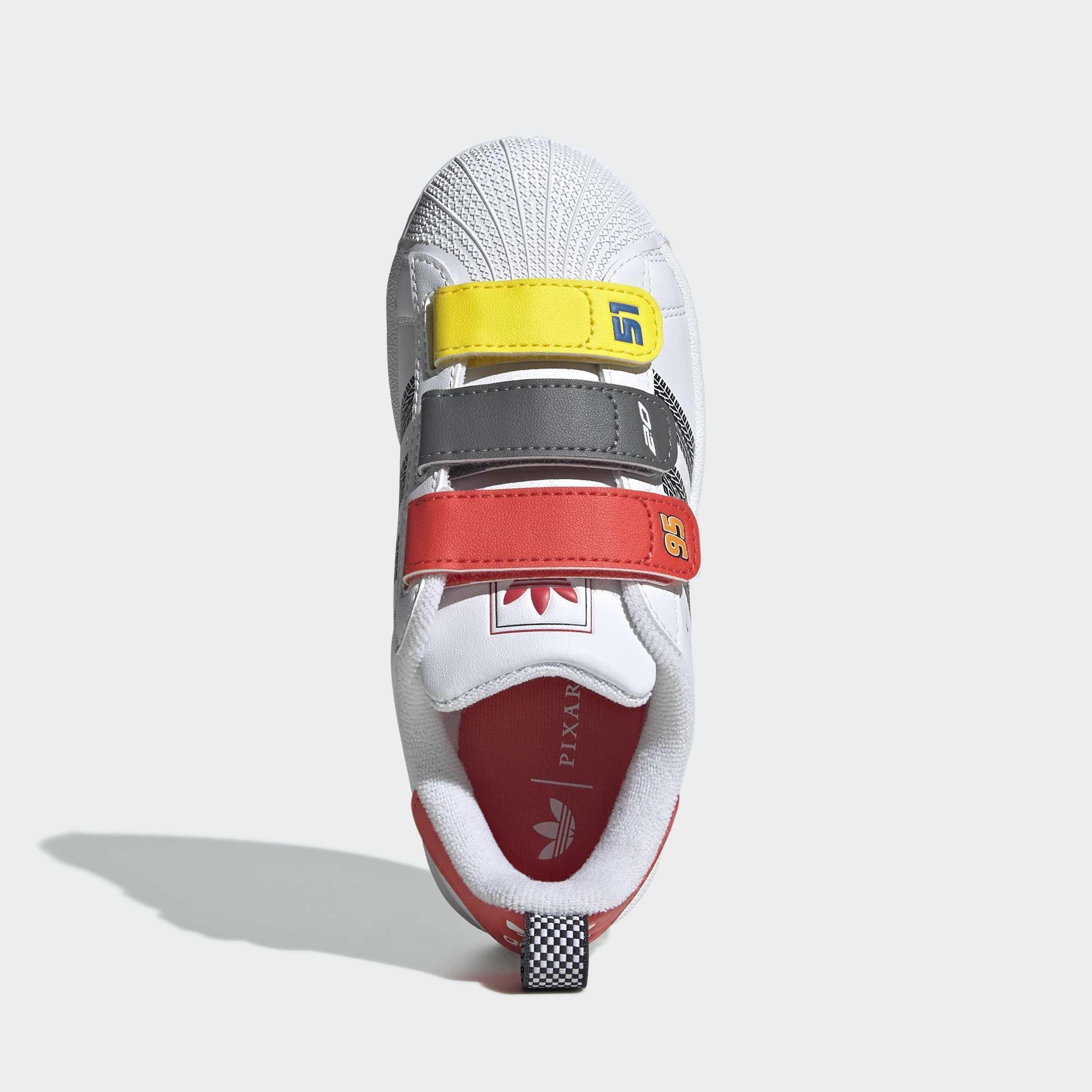 Kids Unisex adidas Pixar Cars Superstar II Comfort Closure Shoes, White, A701_ONE, large image number 1