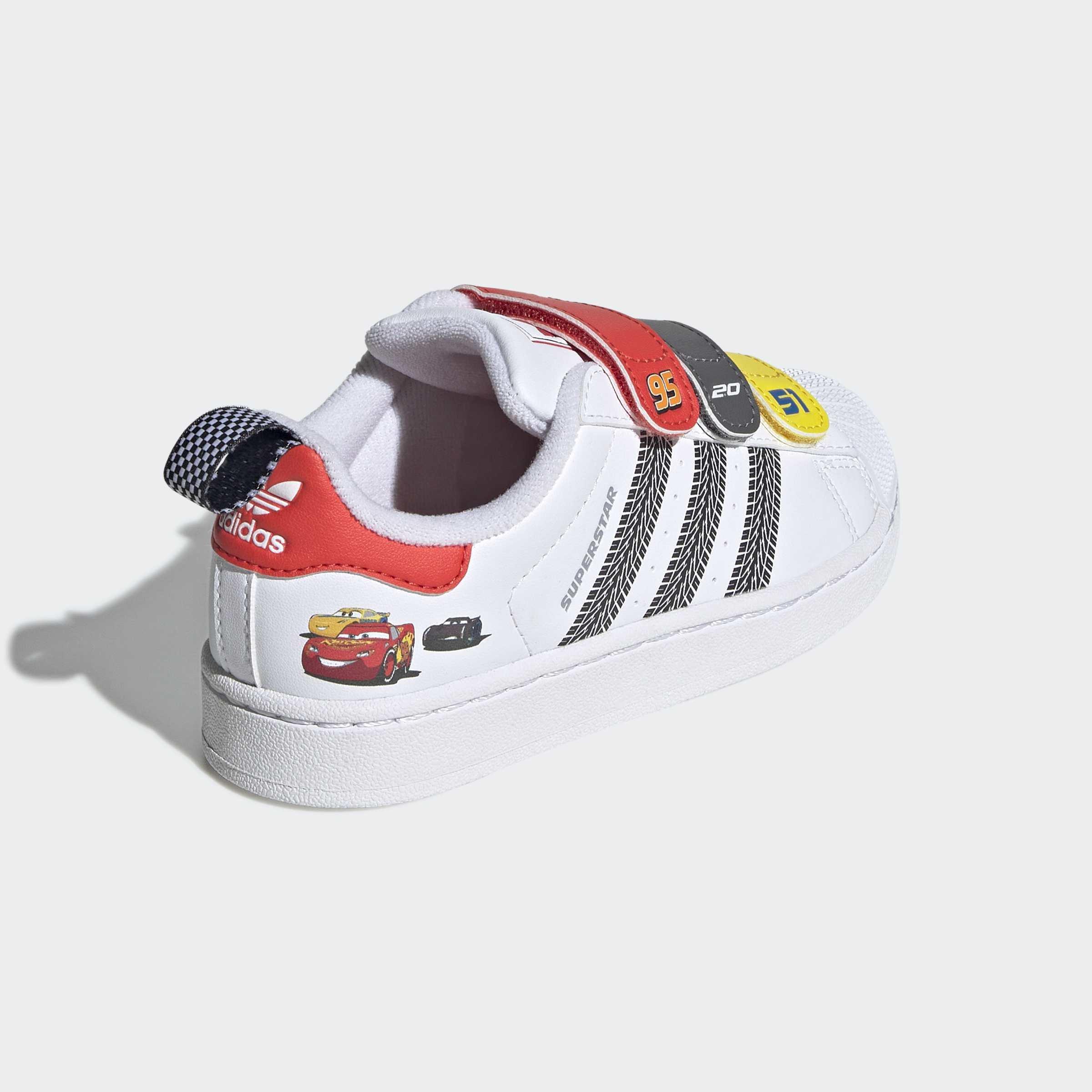 Kids Unisex adidas Pixar Cars Superstar II Comfort Closure Shoes, White, A701_ONE, large image number 3