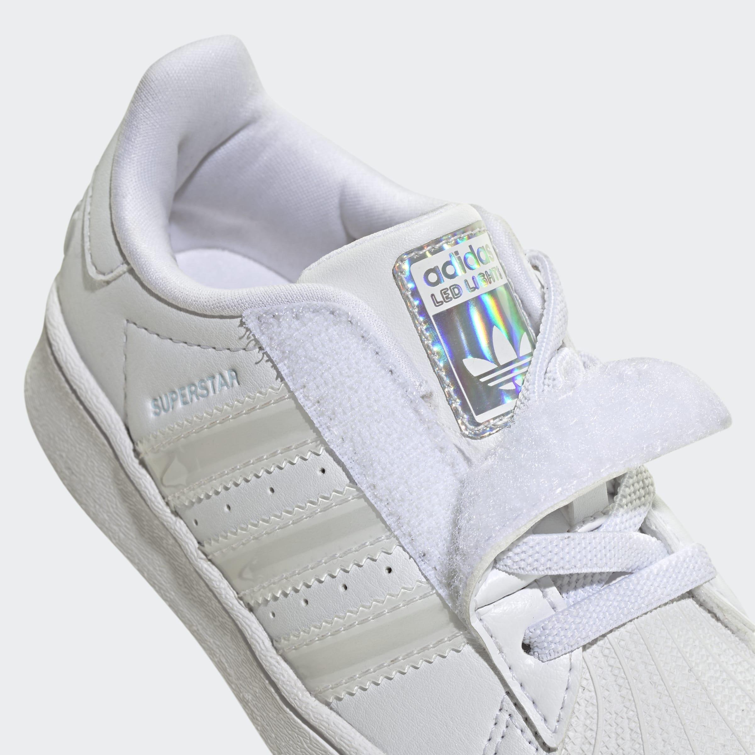 Kids Unisex Superstar Led Lights Comfort Closure Elastic Lace Shoes, White, A701_ONE, large image number 4