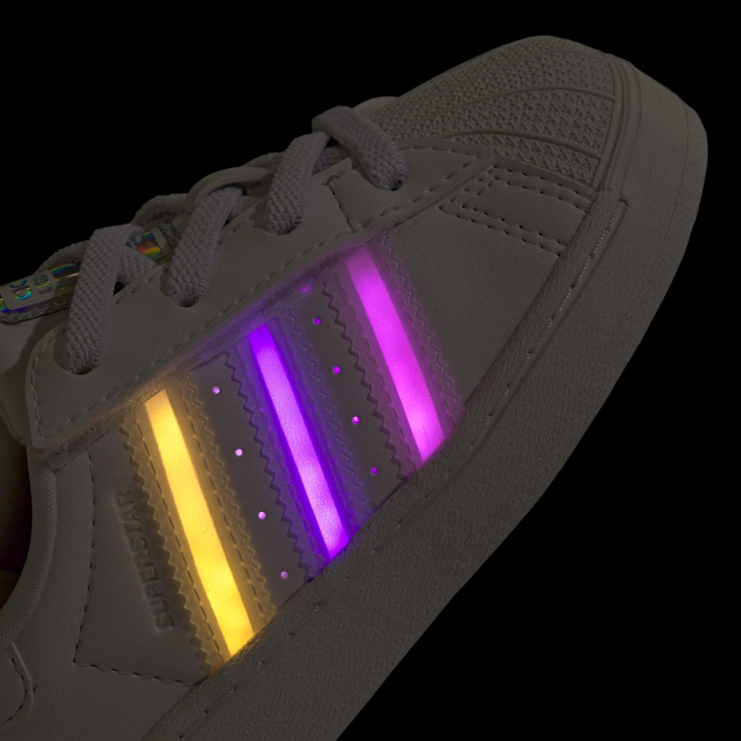 Kids Unisex Superstar Led Lights Comfort Closure Elastic Lace Shoes, White, A701_ONE, large image number 6