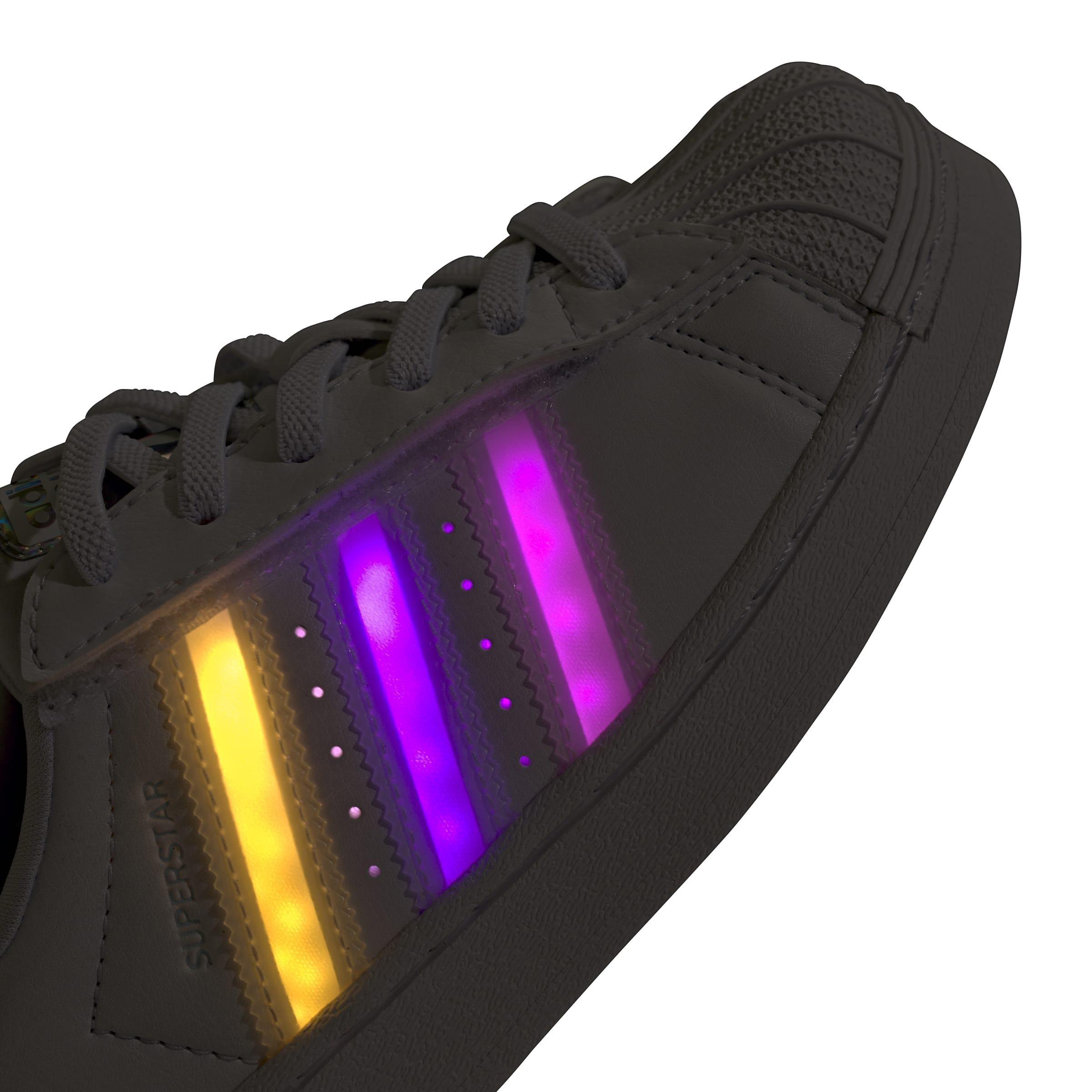 Kids Unisex Superstar Led Lights Comfort Closure Elastic Lace Shoes, White, A701_ONE, large image number 4