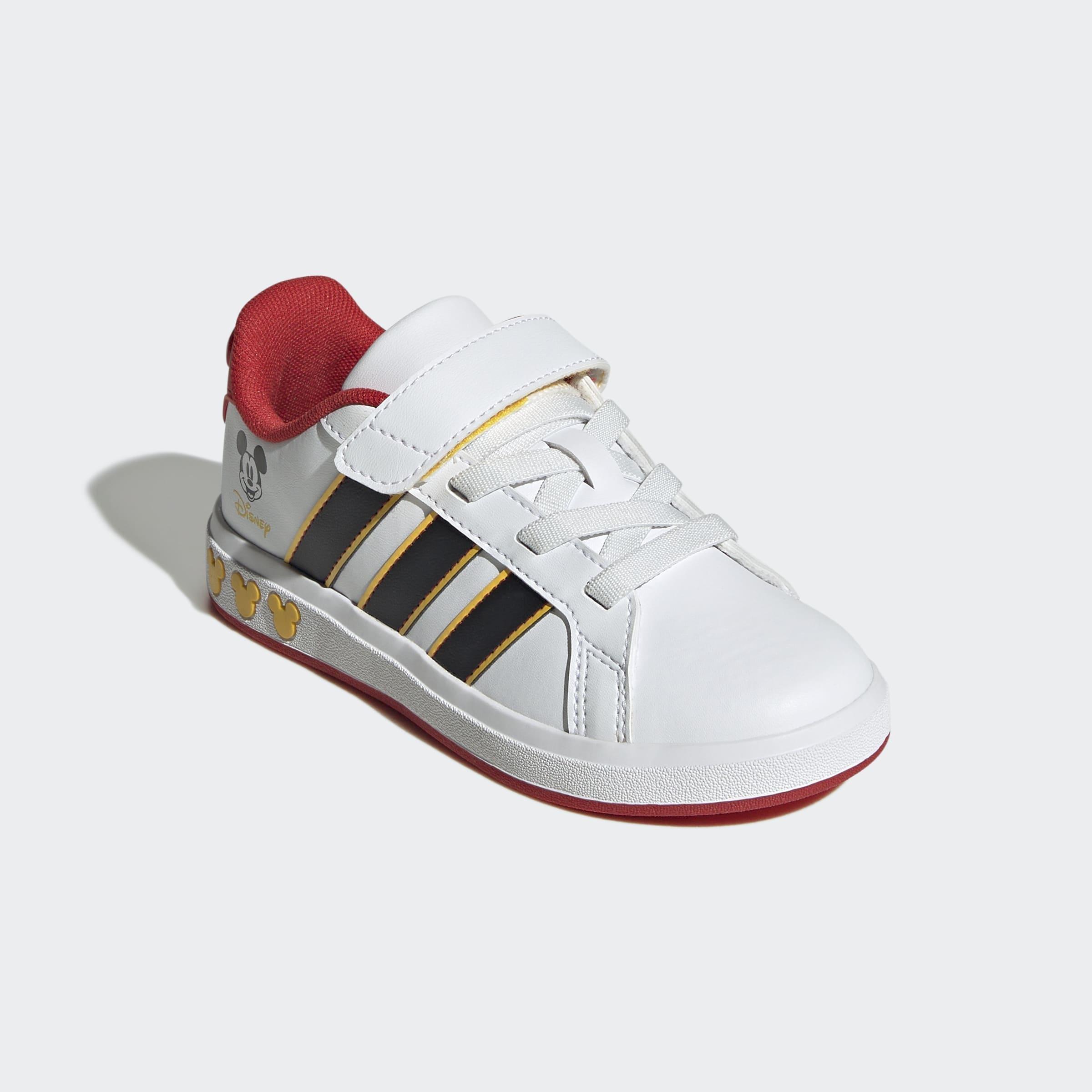 Kids Unisex Adidas Disney Mickey Mouse Grand Court Shoes, White, A701_ONE, medium