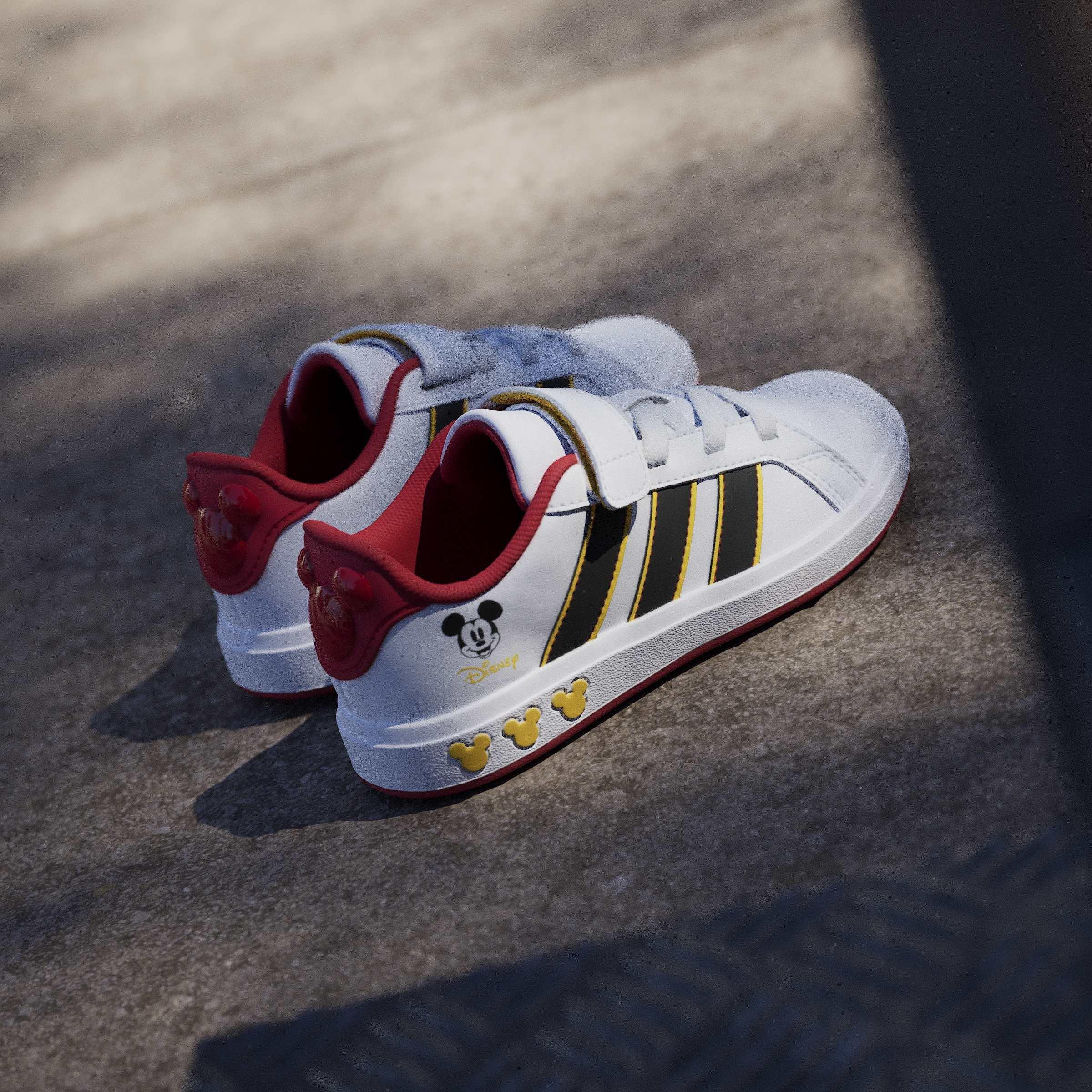 Kids Unisex Adidas Disney Mickey Mouse Grand Court Shoes, White, A701_ONE, large image number 9