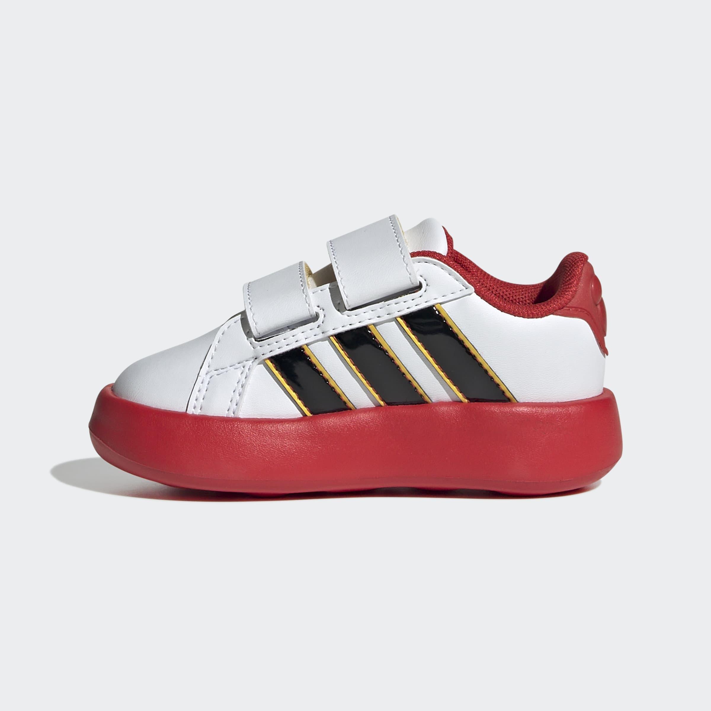 Kids Unisex adidas x Disney Mickey Mouse Grand Court Shoes, White, A701_ONE, large image number 8