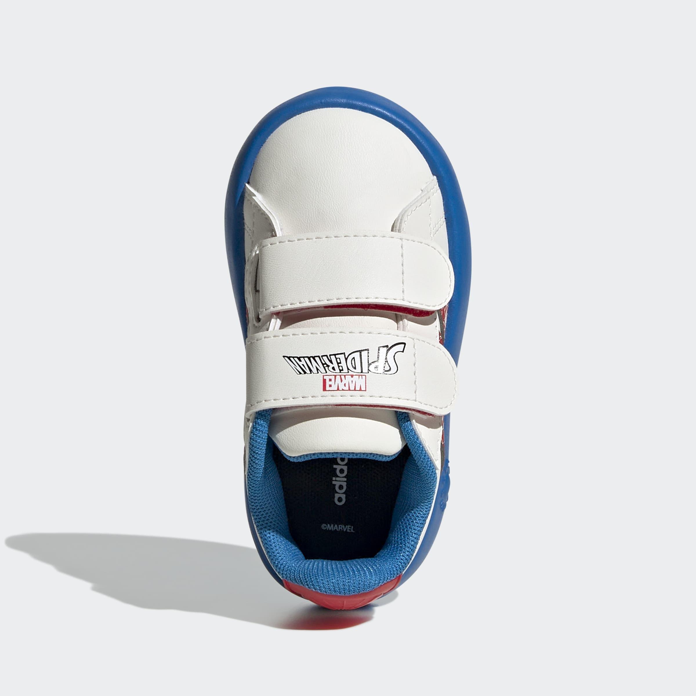 Kids Unisex adidas x Marvel Spider-Man Grand Court Shoes, White, A701_ONE, large image number 1
