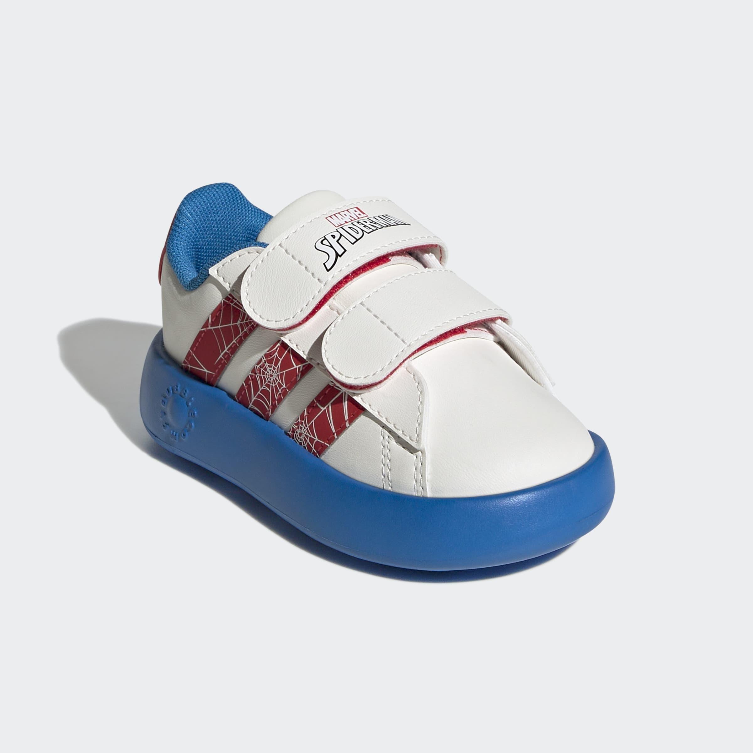 Kids Unisex adidas x Marvel Spider-Man Grand Court Shoes, White, A701_ONE, large image number 2