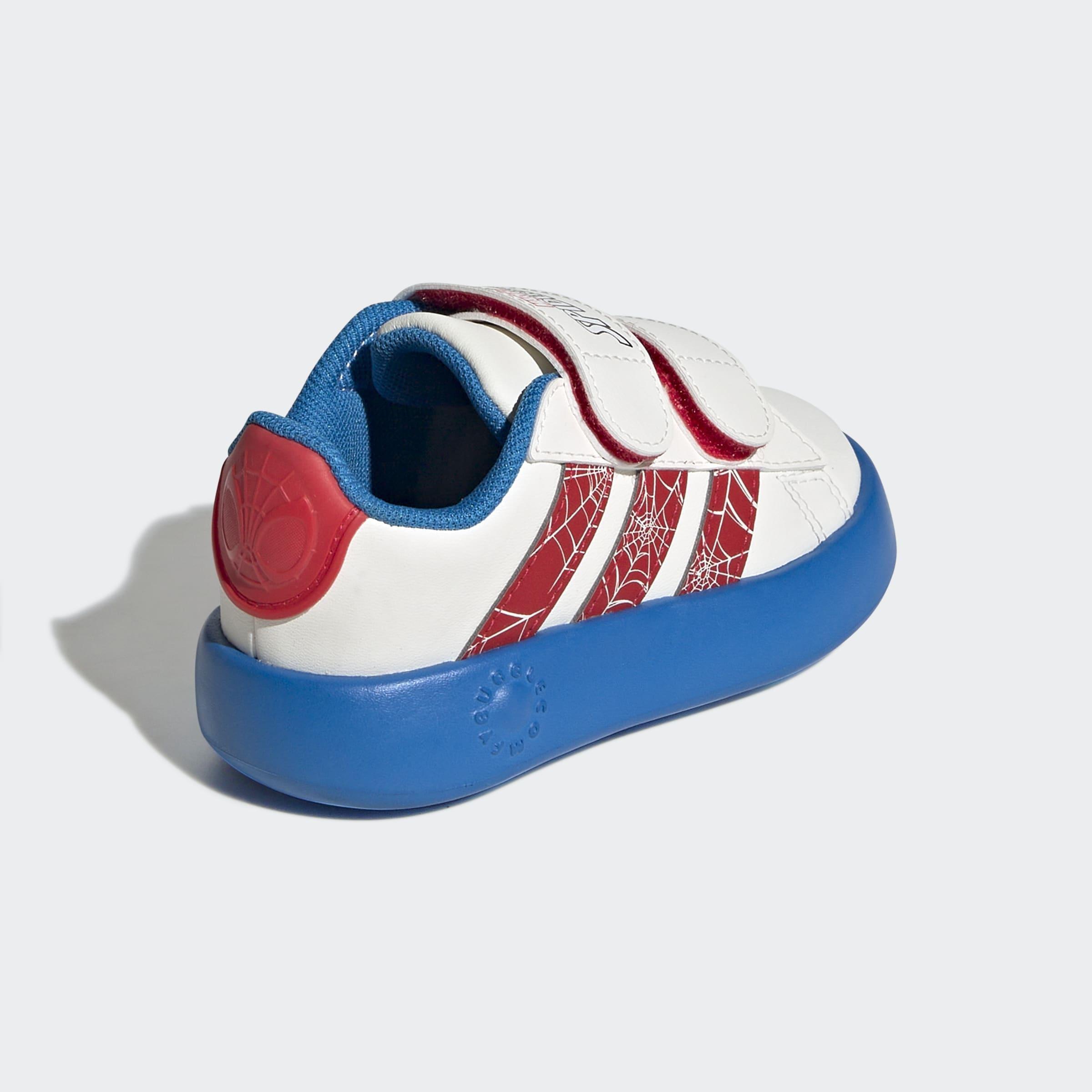 Kids Unisex adidas x Marvel Spider-Man Grand Court Shoes, White, A701_ONE, large image number 4