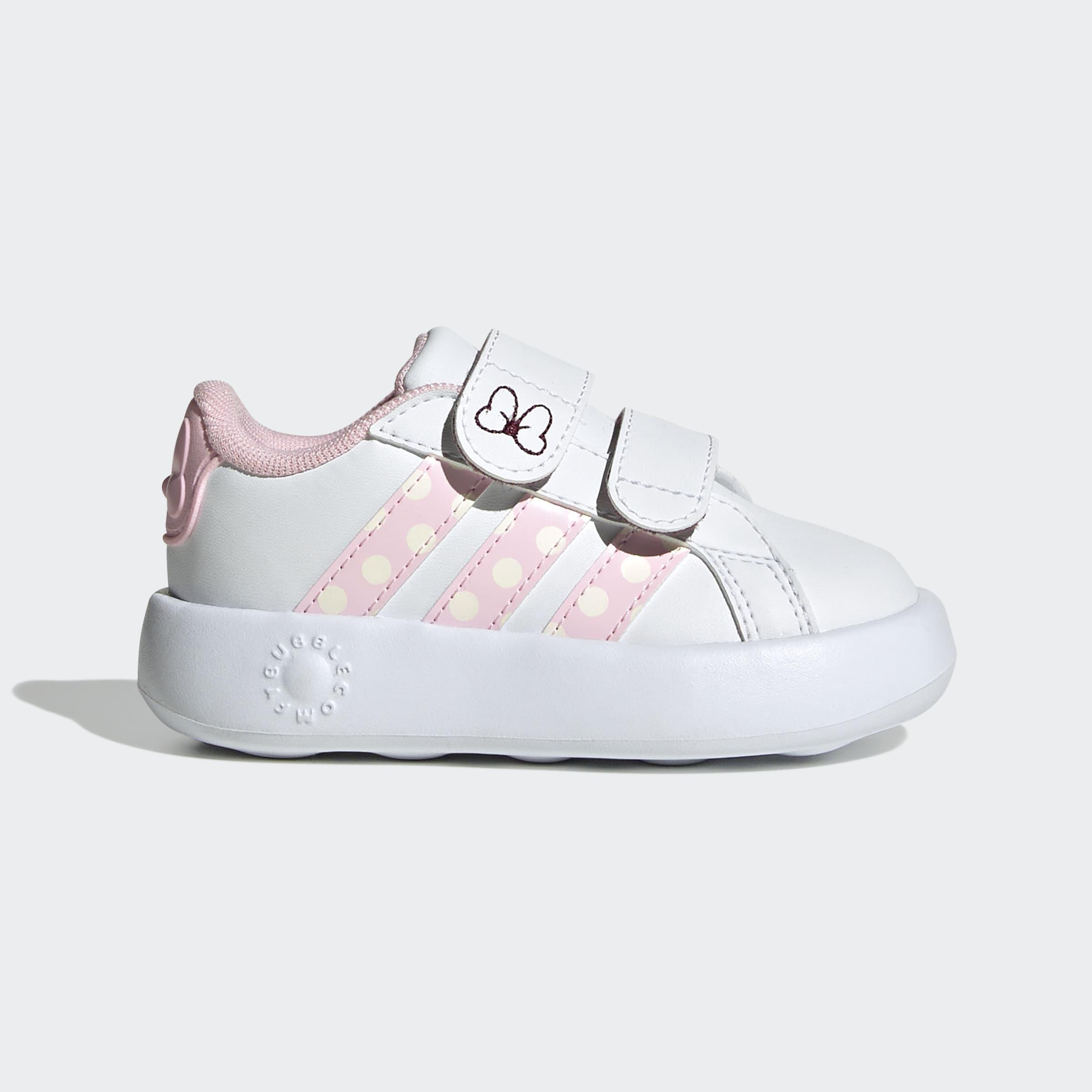 Kids Unisex adidas Disney Minnie Mouse Grand Court Shoes, White, A701_ONE, medium