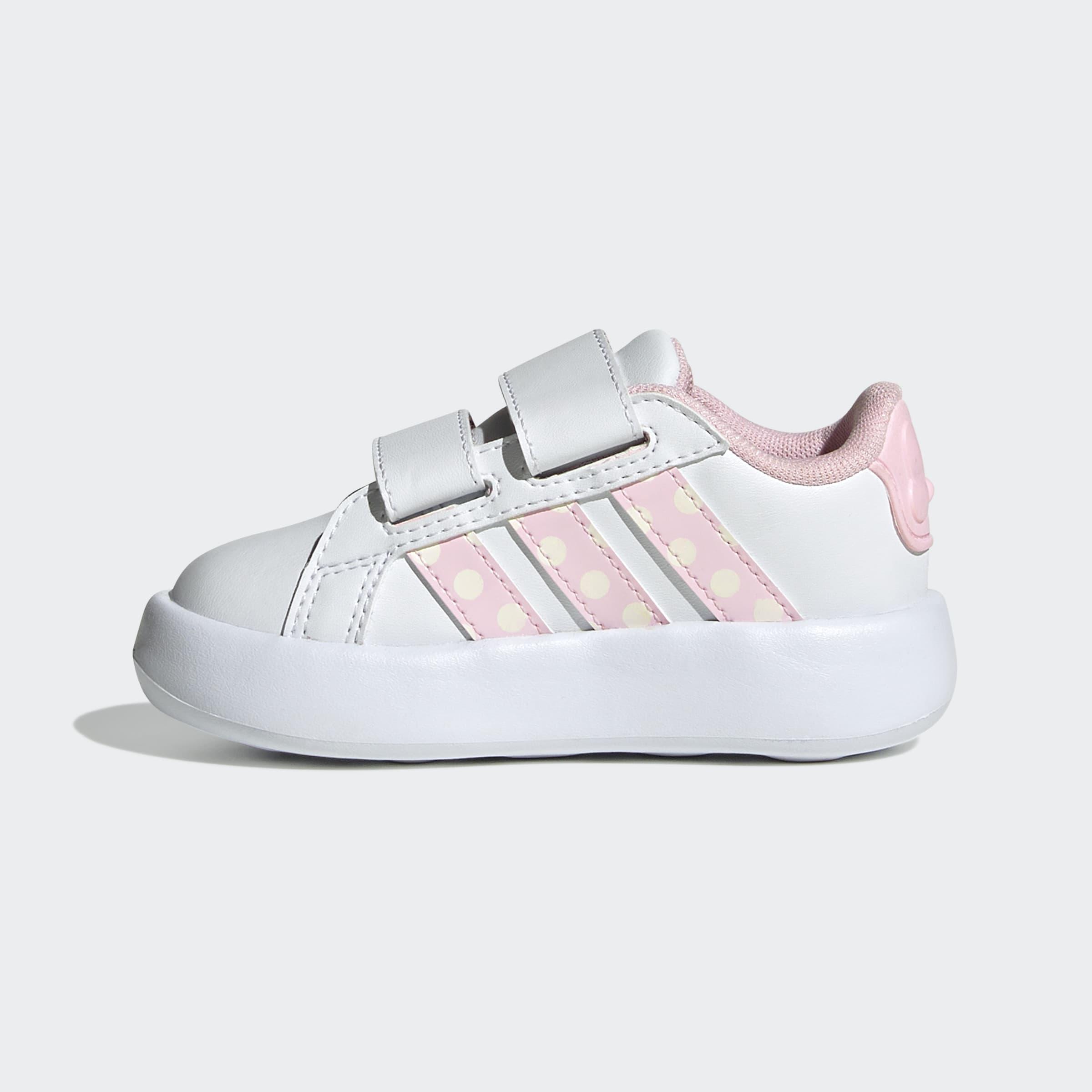 Kids Unisex adidas Disney Minnie Mouse Grand Court Shoes, White, A701_ONE, large image number 7