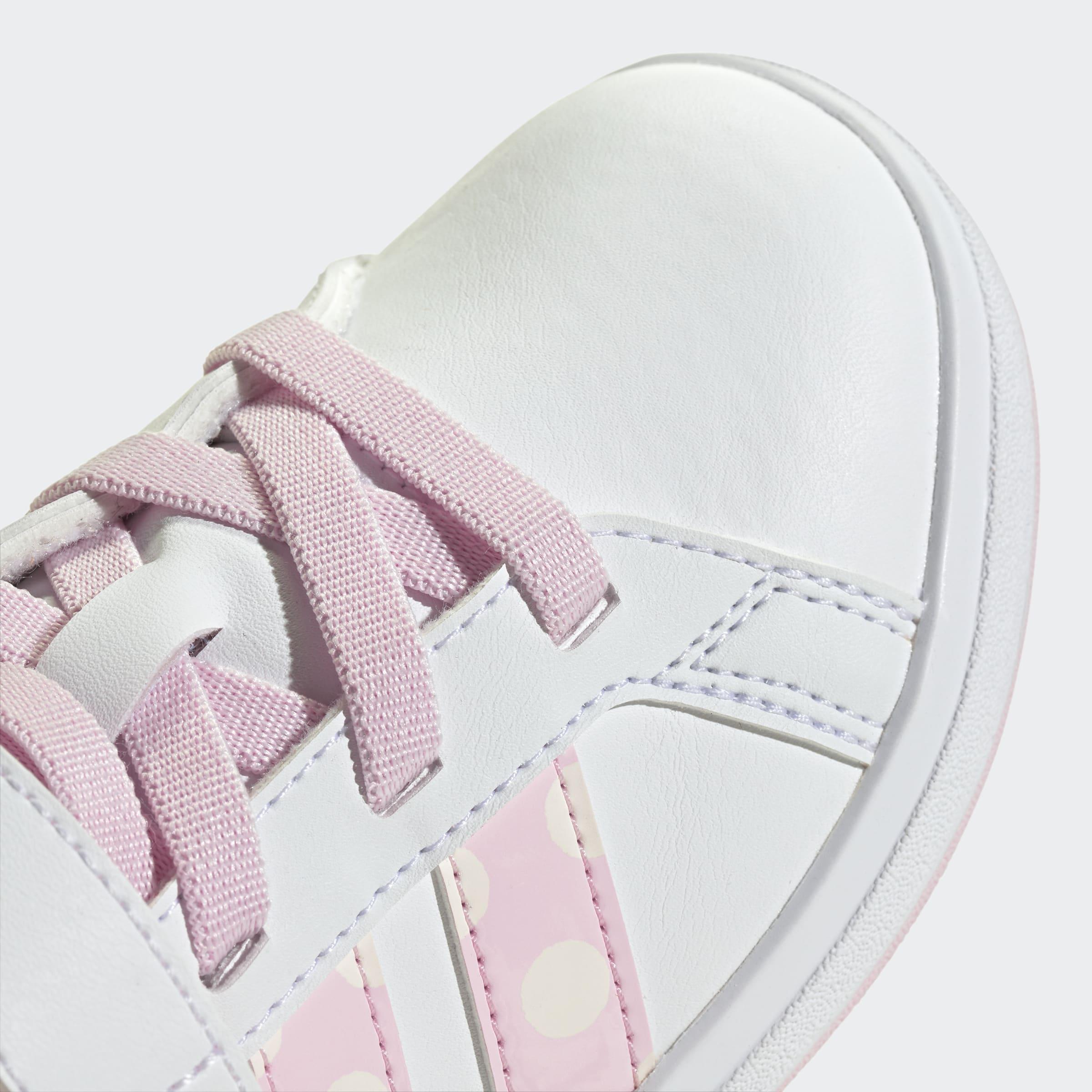 Kids Unisex adidas Disney Minnie Mouse Grand Court Shoes, White, A701_ONE, large image number 5