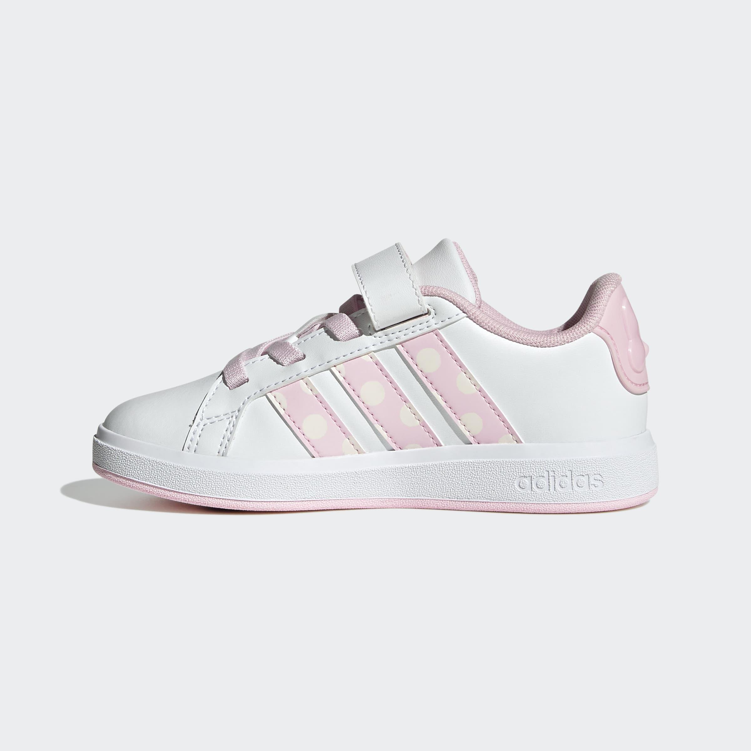 Kids Unisex adidas Disney Minnie Mouse Grand Court Shoes, White, A701_ONE, large image number 7