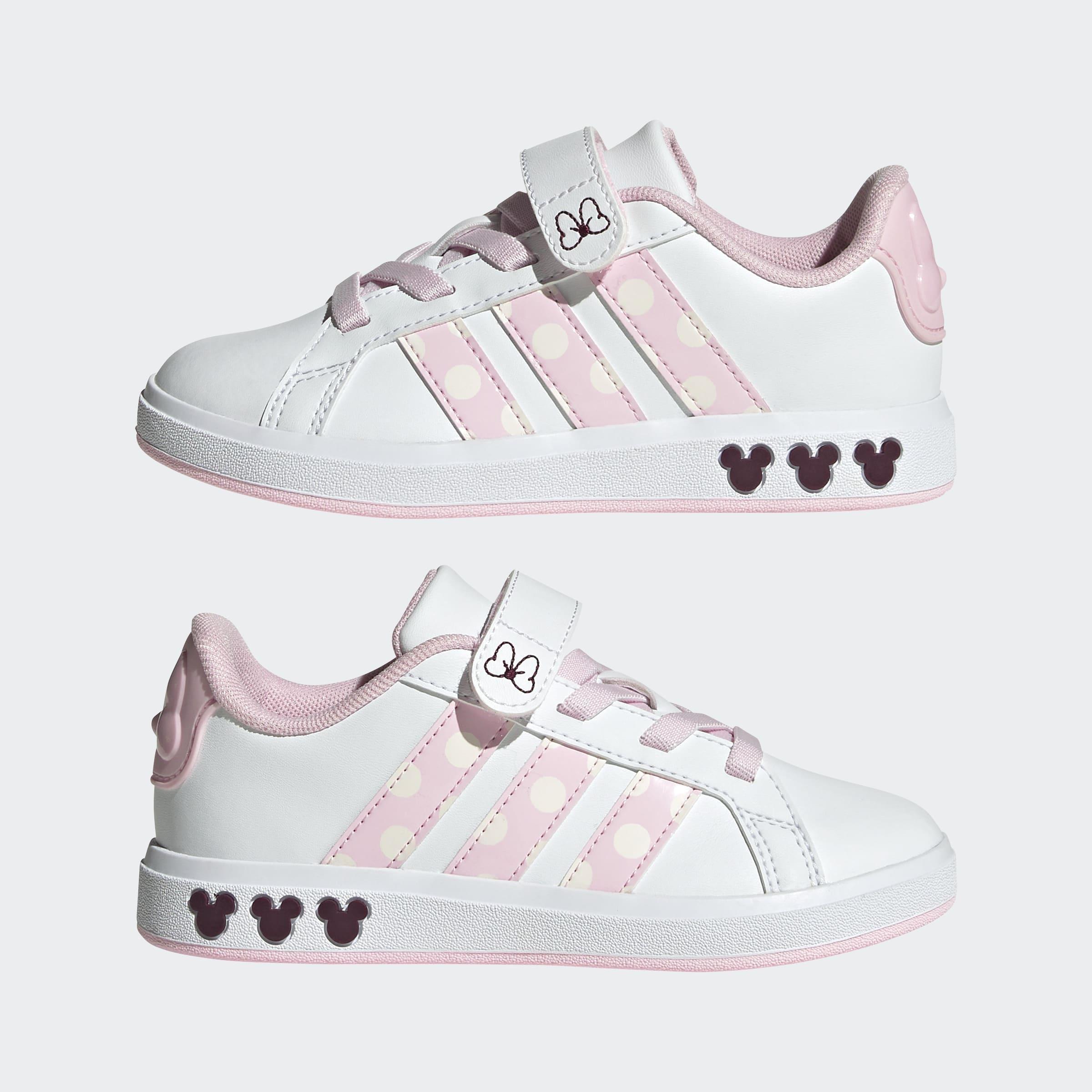Kids Unisex adidas Disney Minnie Mouse Grand Court Shoes, White, A701_ONE, large image number 7