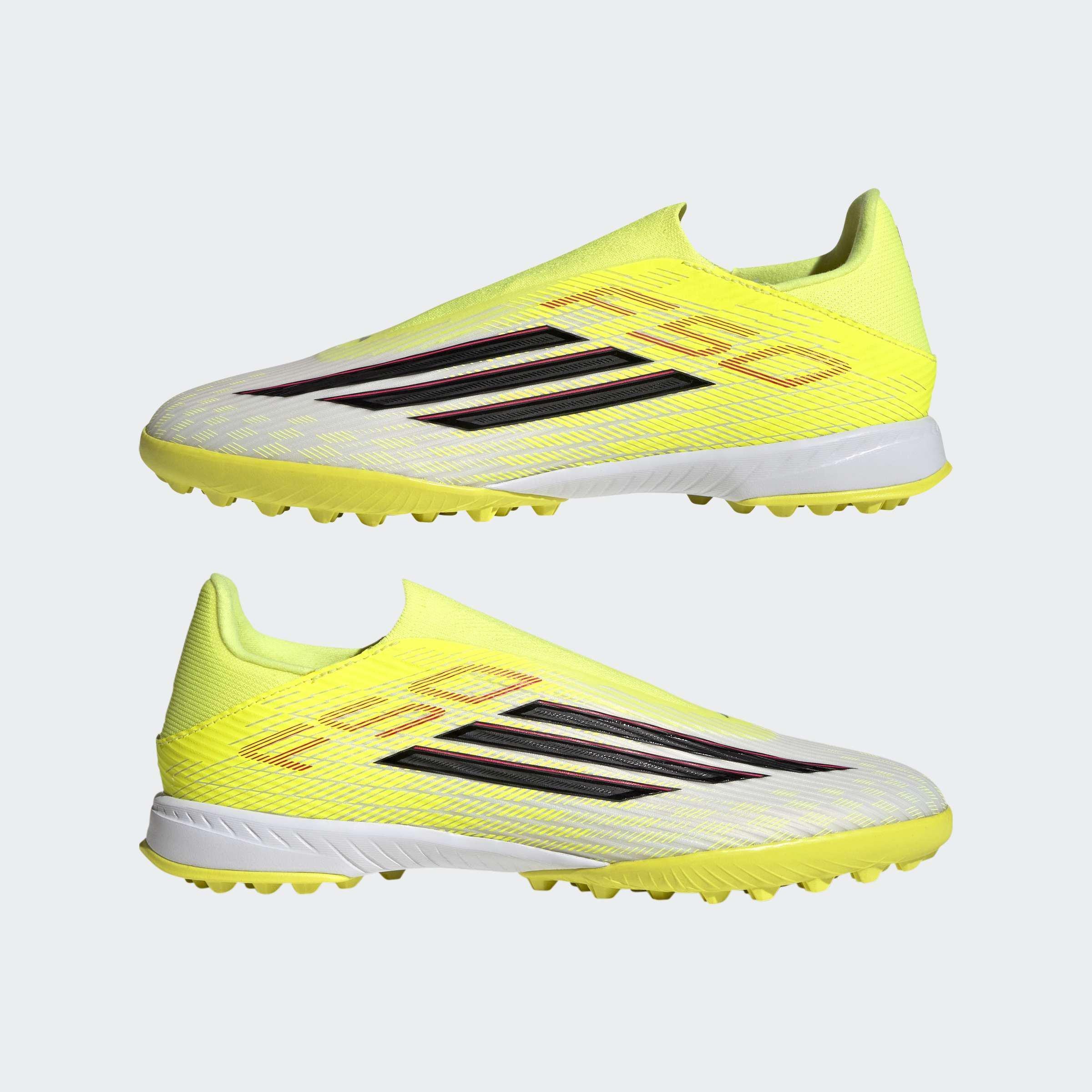 Unisex F50 LEAGUE Laceless Turf Football Shoes, Yellow, , large image number 7