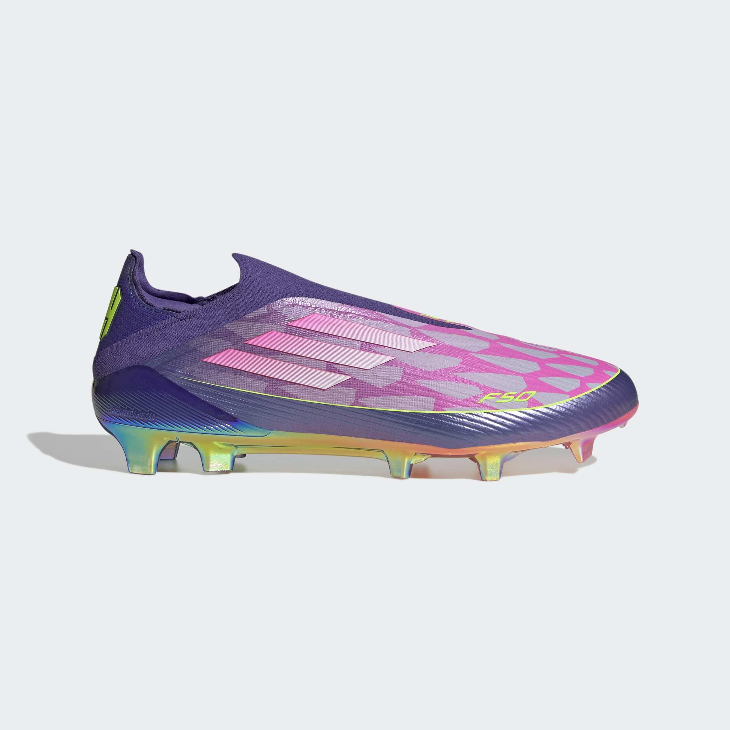 Unisex F50 Elite LY Laceless Firm Ground Boots, Purple, A701_ONE, large image number 0
