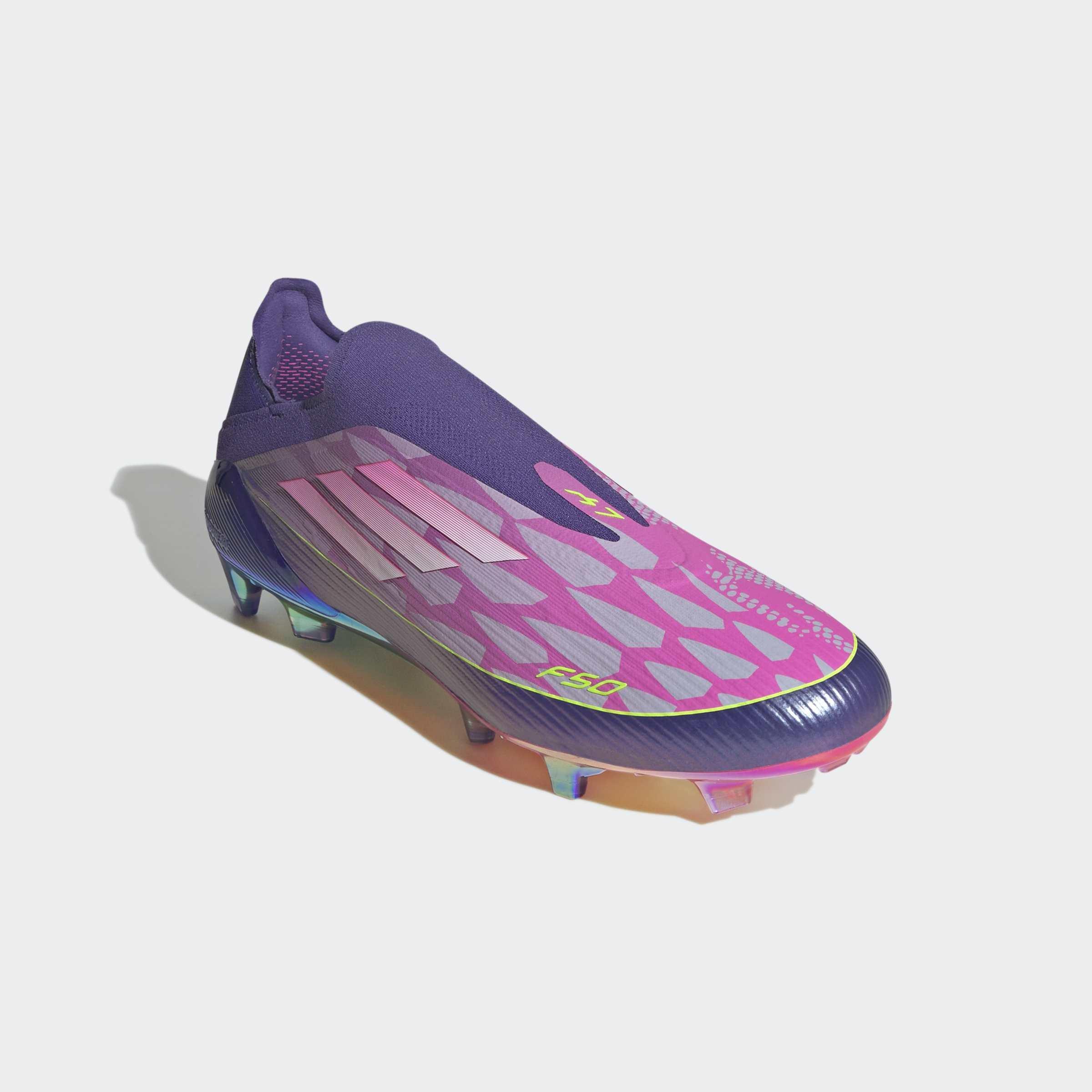 Unisex F50 Elite LY Laceless Firm Ground Boots, Purple, A701_ONE, large image number 2