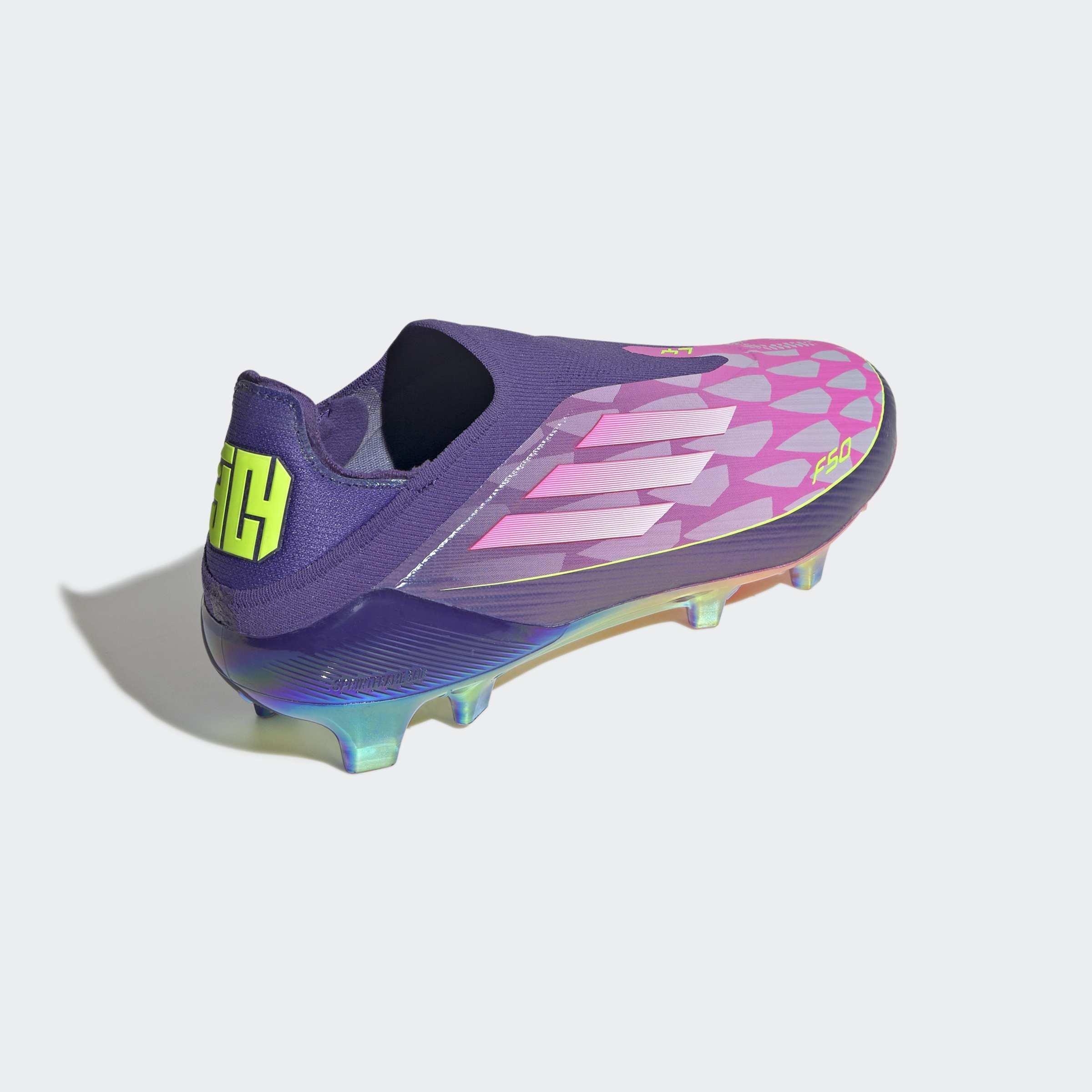 Unisex F50 Elite LY Laceless Firm Ground Boots, Purple, A701_ONE, large image number 3
