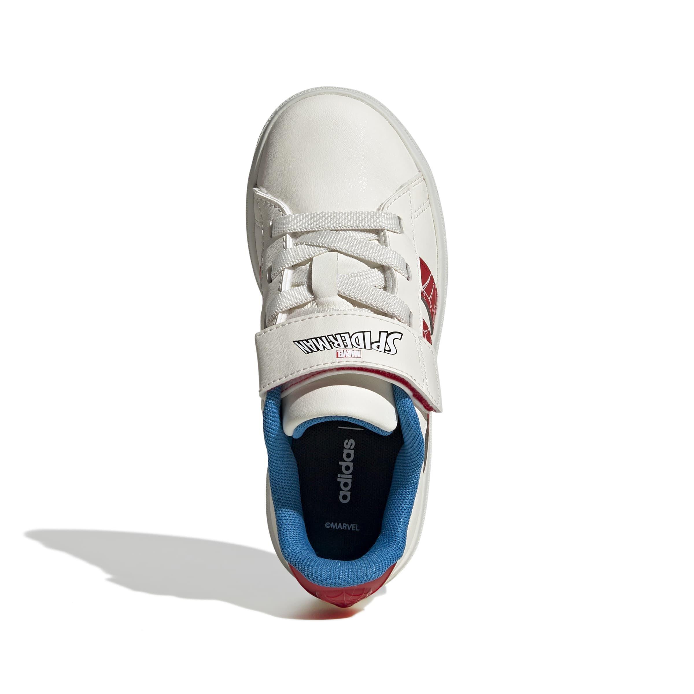 Kids Unisex adidas Marvel Spider-Man Grand Court Shoes, White, A701_ONE, large image number 1