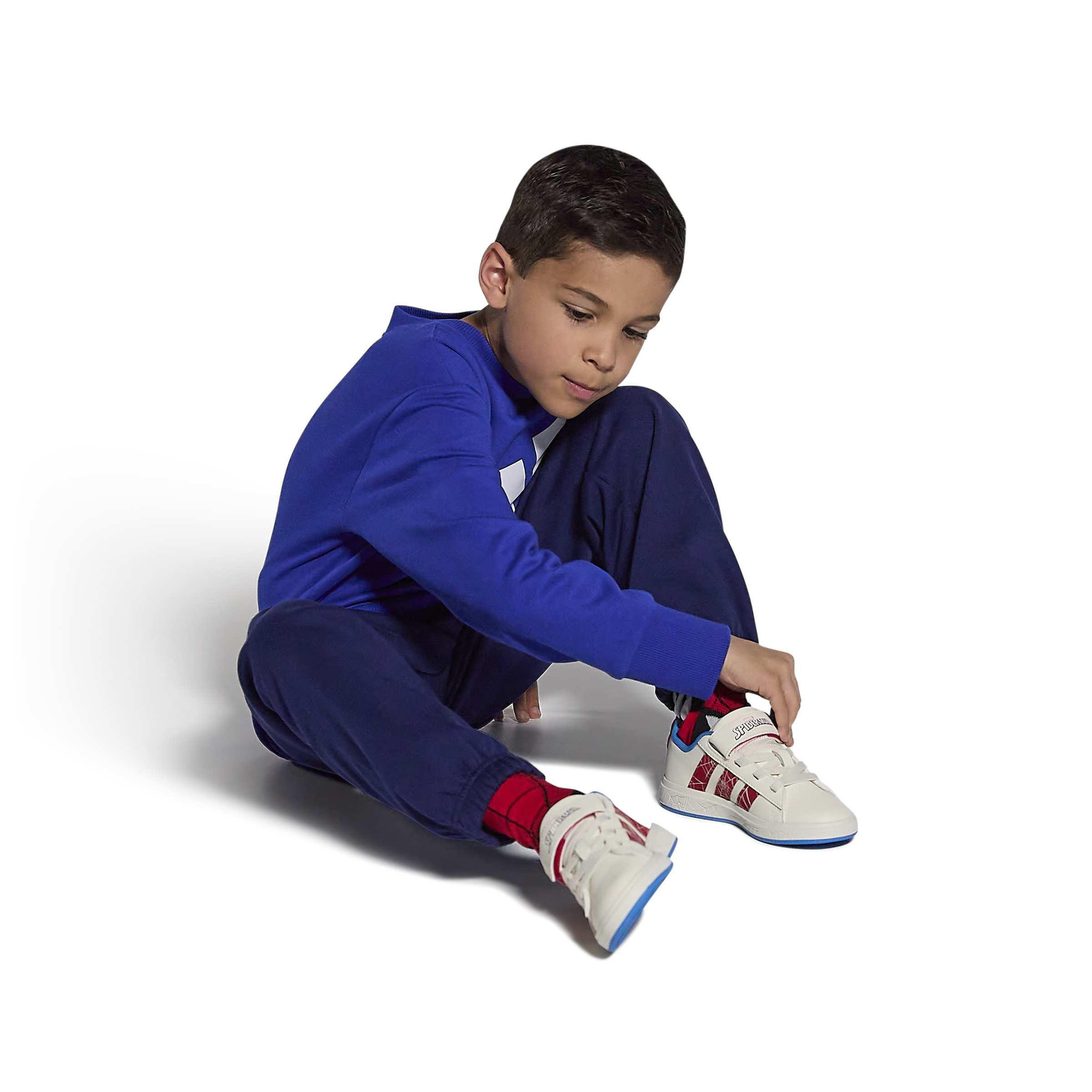 Kids Unisex adidas Marvel Spider-Man Grand Court Shoes, White, A701_ONE, large image number 3