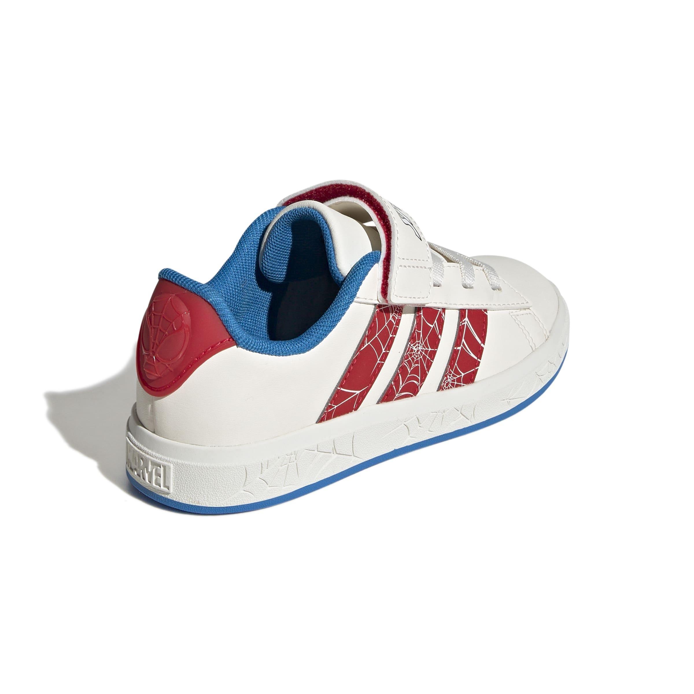 Kids Unisex adidas Marvel Spider-Man Grand Court Shoes, White, A701_ONE, large image number 4