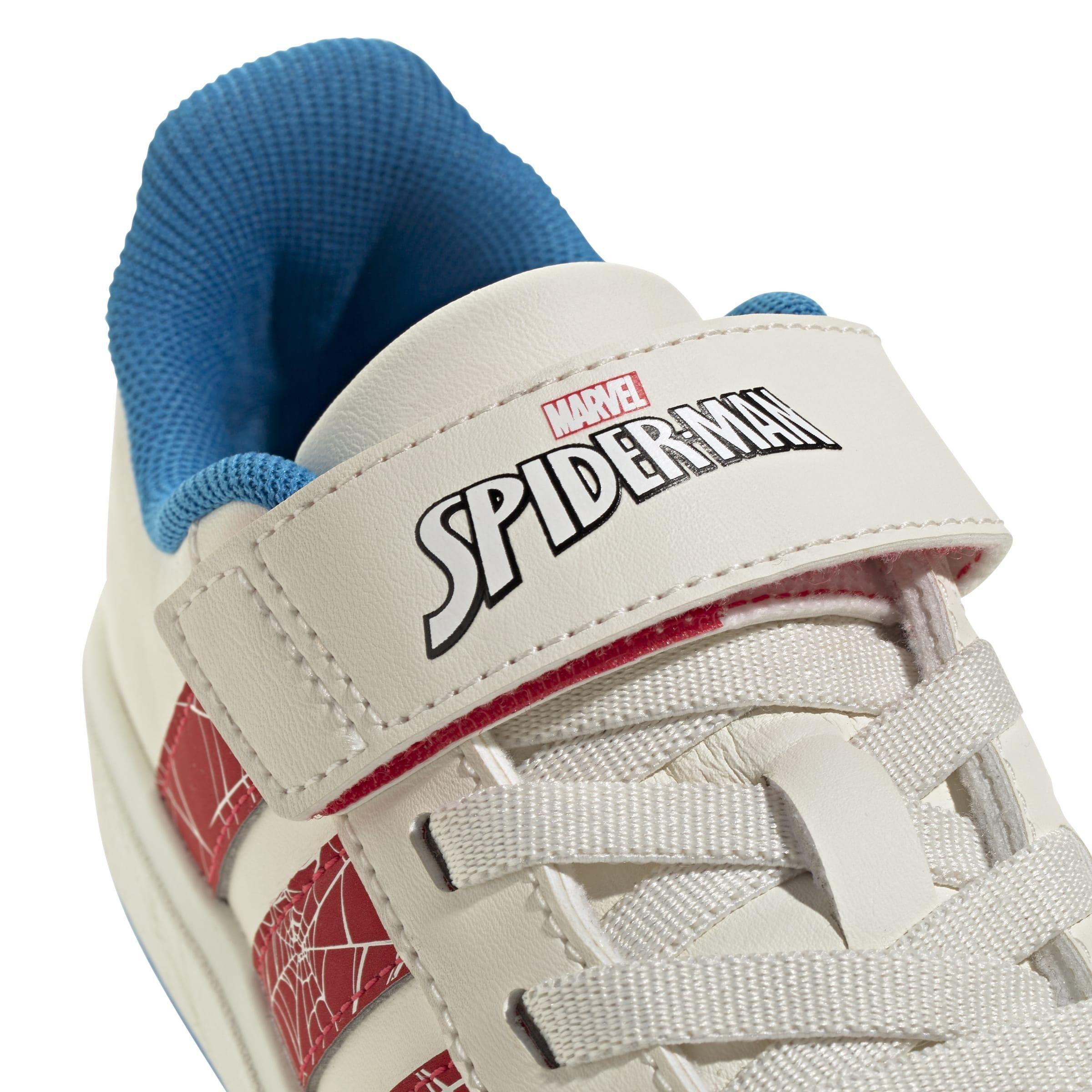 Kids Unisex adidas Marvel Spider-Man Grand Court Shoes, White, A701_ONE, large image number 6