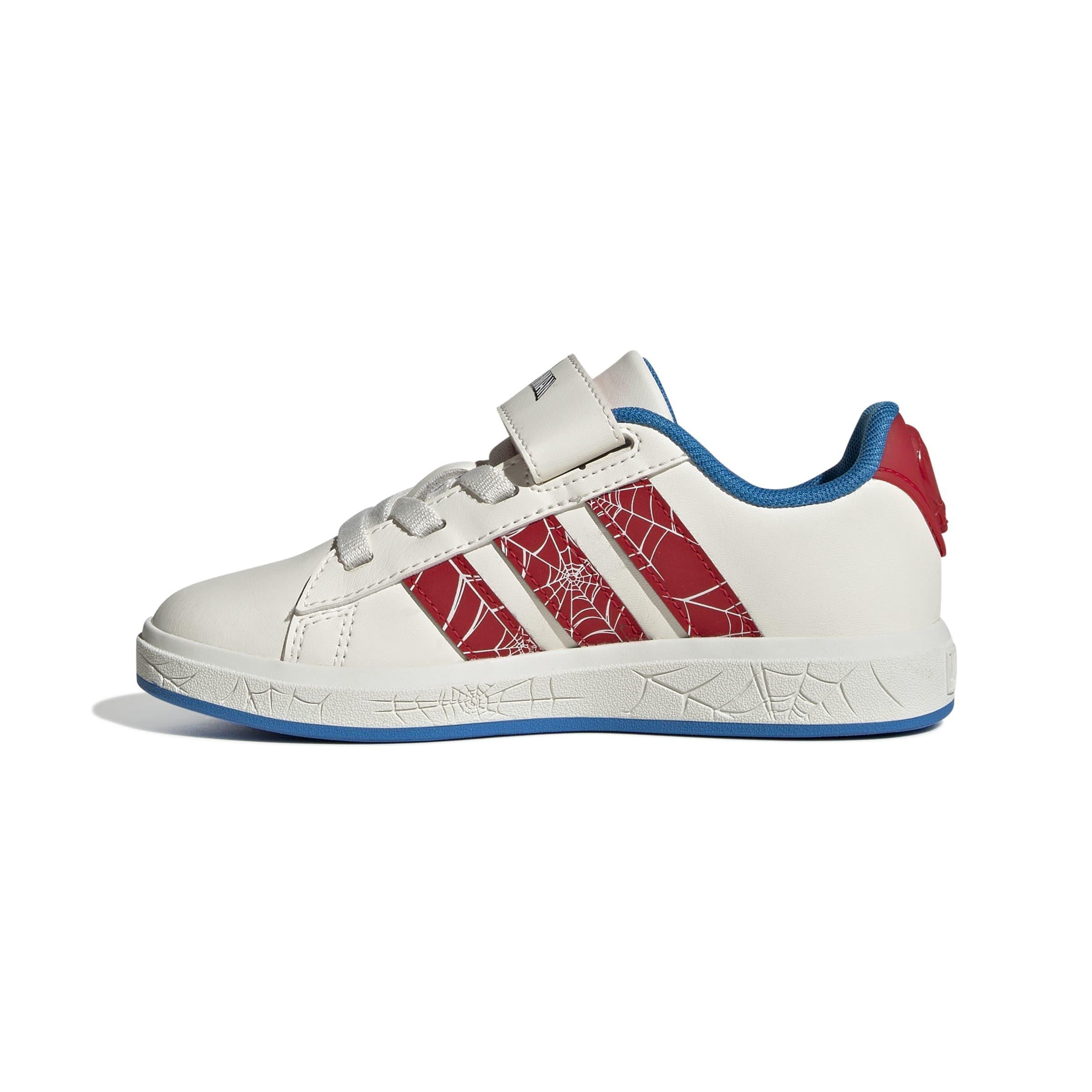 Kids Unisex adidas Marvel Spider-Man Grand Court Shoes, White, A701_ONE, large image number 9