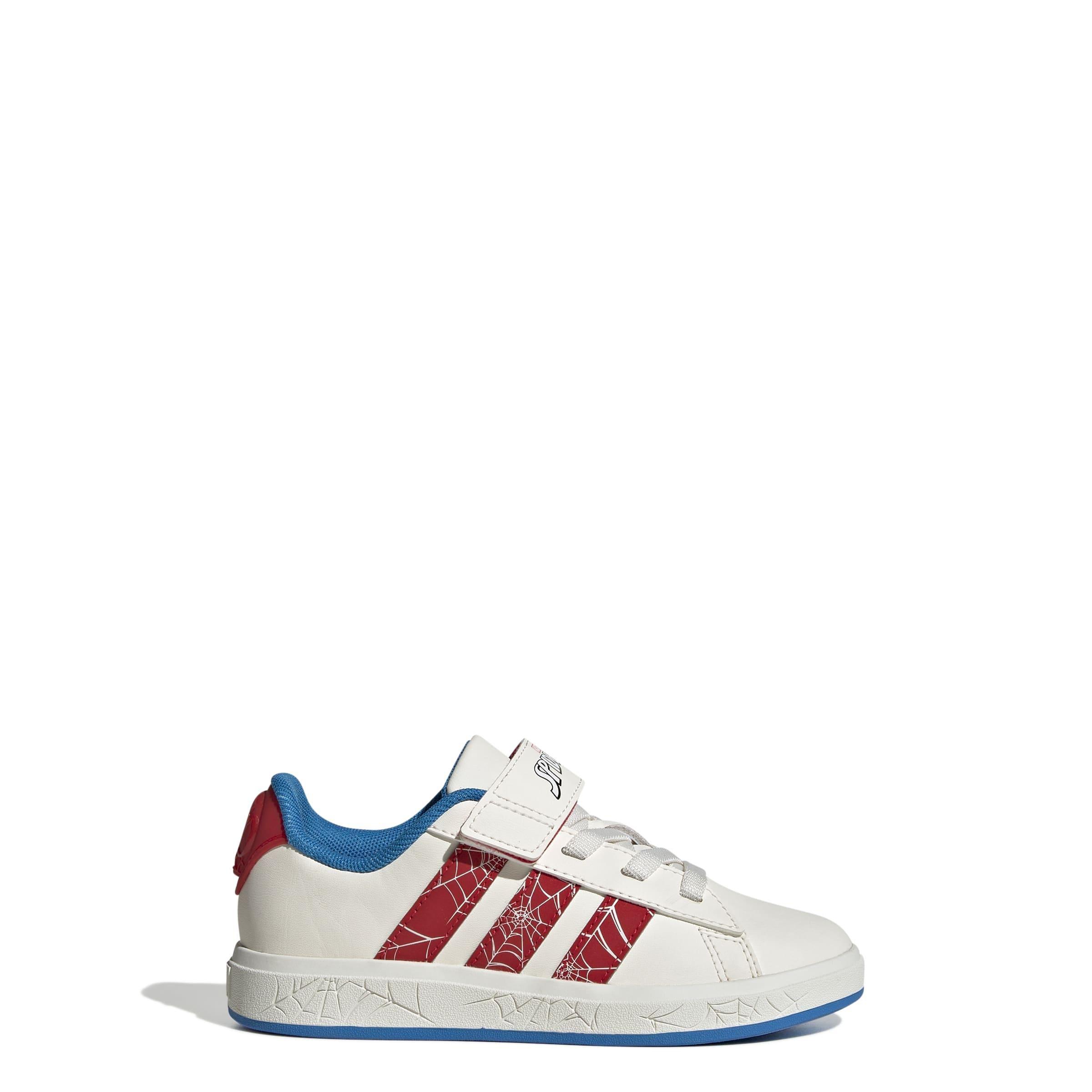 Kids Unisex adidas Marvel Spider-Man Grand Court Shoes, White, A701_ONE, large image number 9
